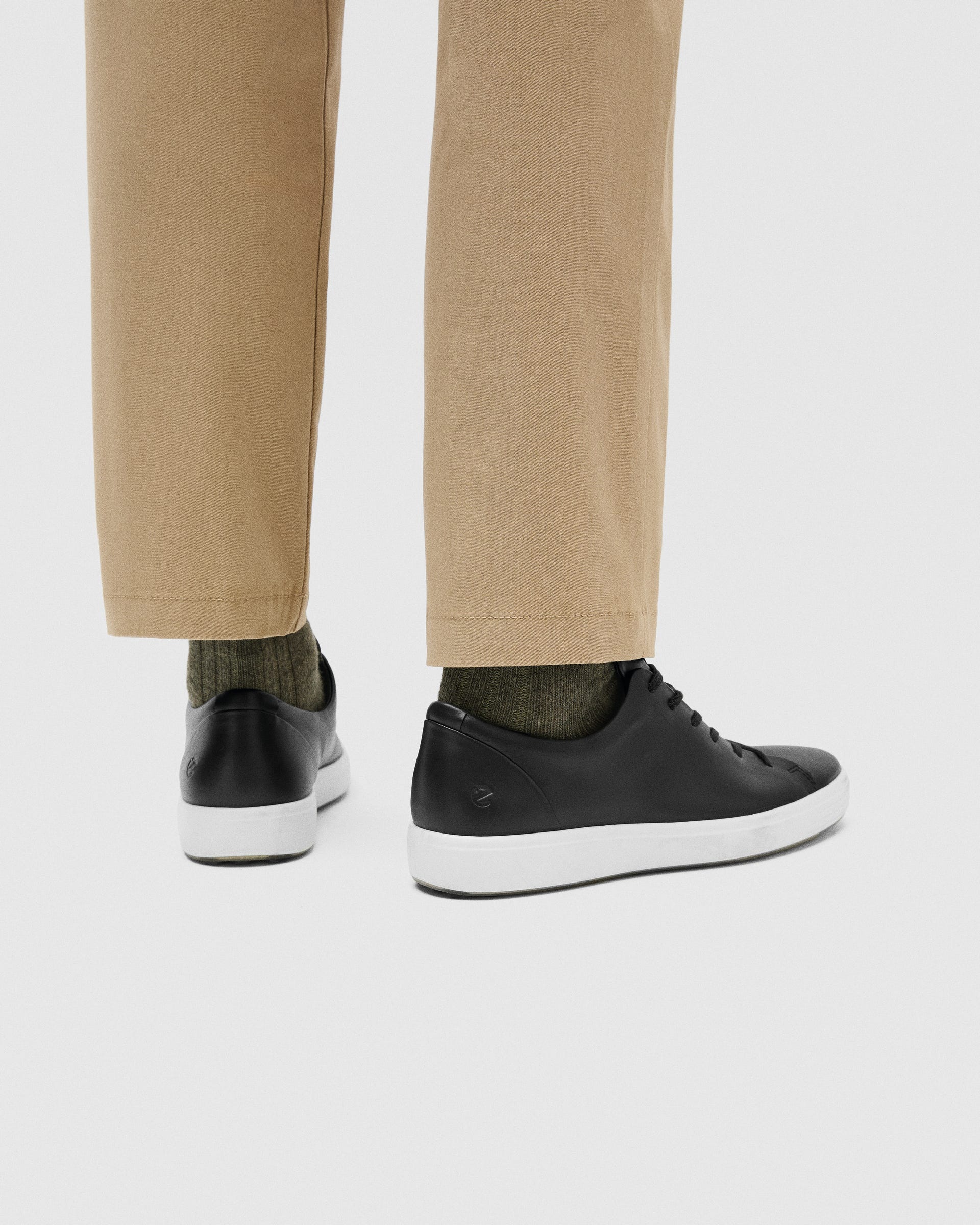 Men's ECCO® Soft 7 Leather Lace-Up Shoe - Black - Lifestyle image-1