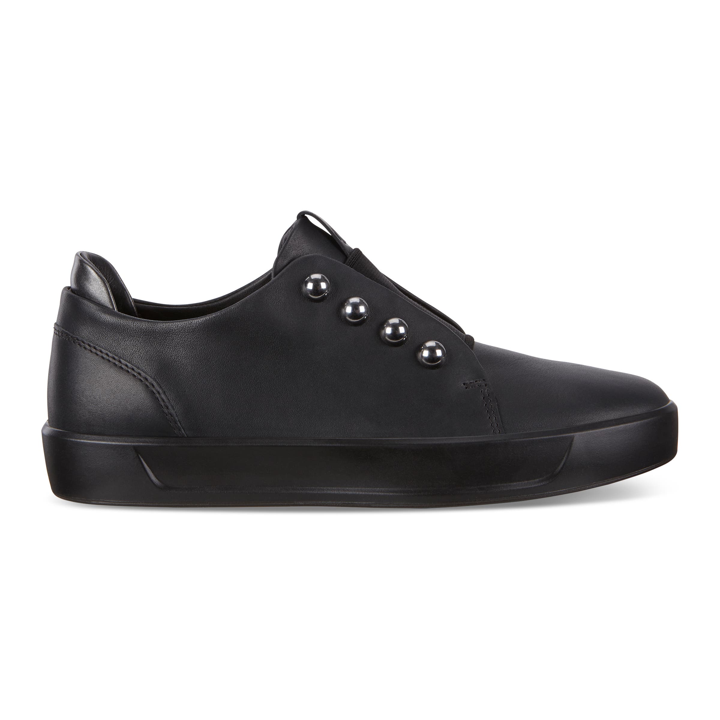 Women's ECCO® Soft 8 Leather Slip-On Sneaker - Black - Outside