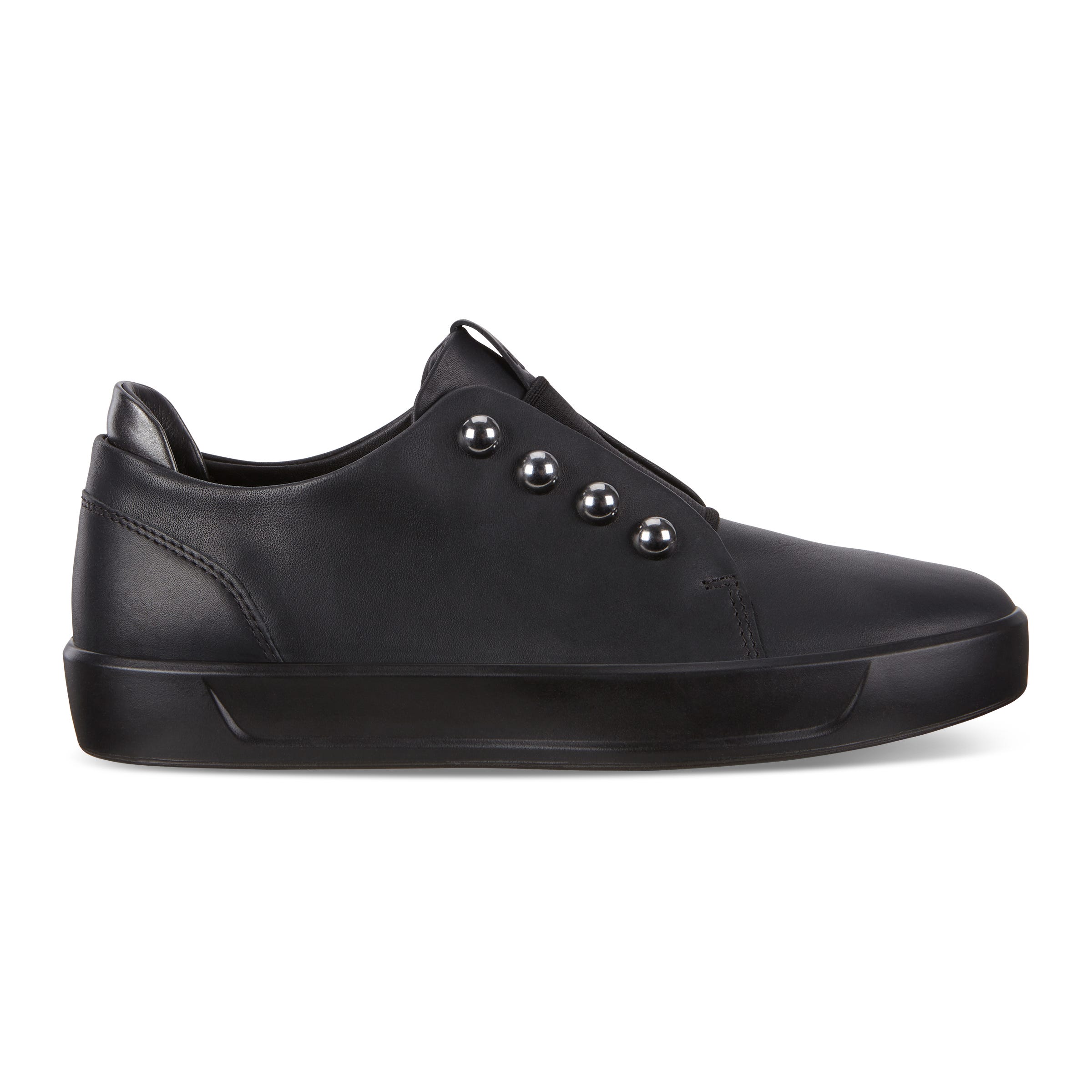 Women's ECCO® Soft 8 Leather Slip-On Sneaker - Black - Outside