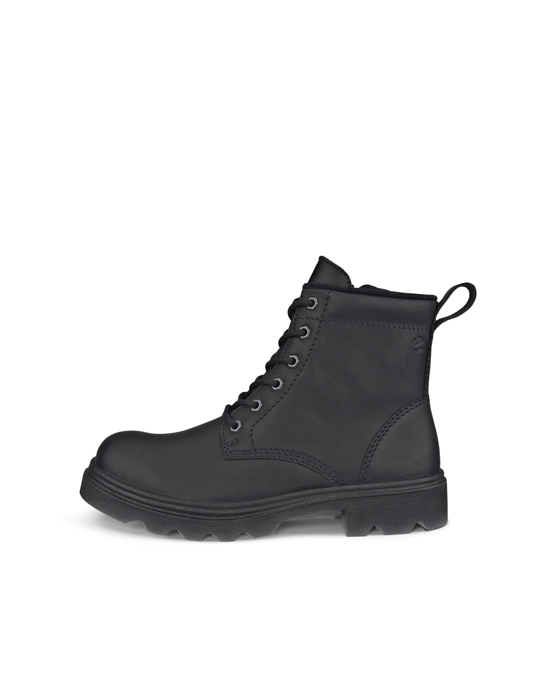 Women's ECCO® Grainer Leather Lace-Up Boot - Black - Outside