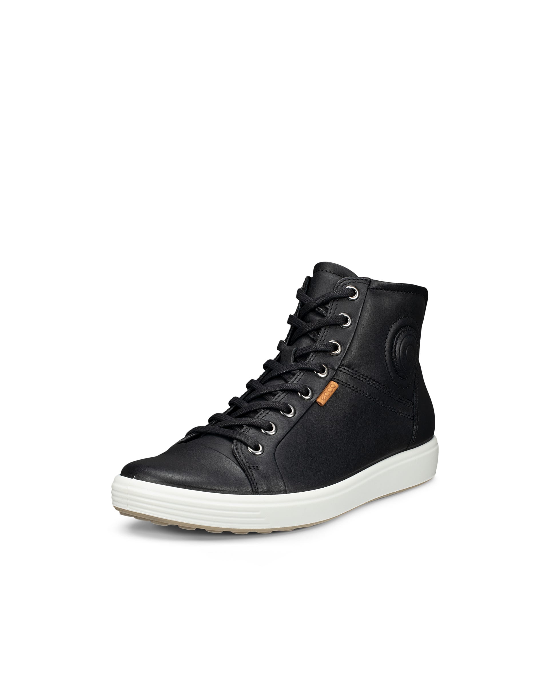 ECCO Women Soft 7 High Top Sneakers - Black - Outside