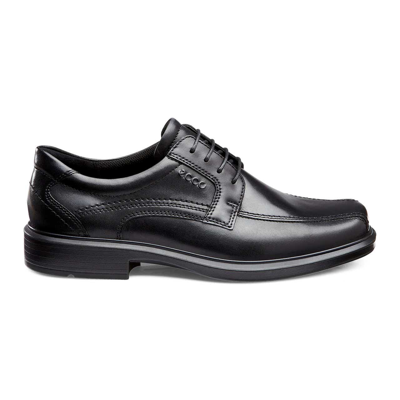 Men's ECCO® Helsinki Leather Bike-Toe Derby Shoe - Black - Outside