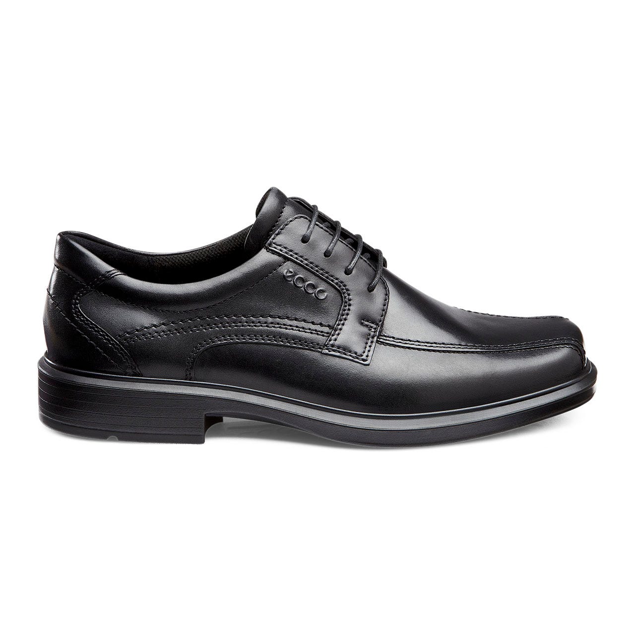 Men's ECCO® Helsinki Leather Bike-Toe Derby Shoe - Black - Outside
