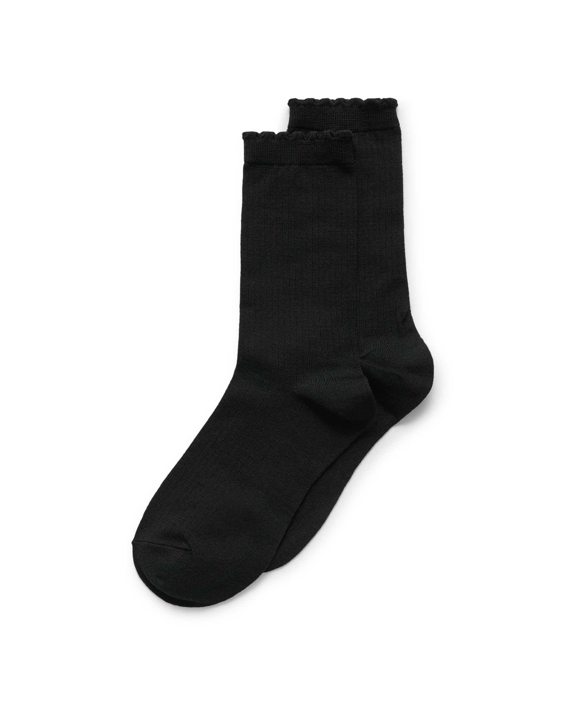 Women's ECCO® Ribbed Mid-Cut Socks - Black - Main