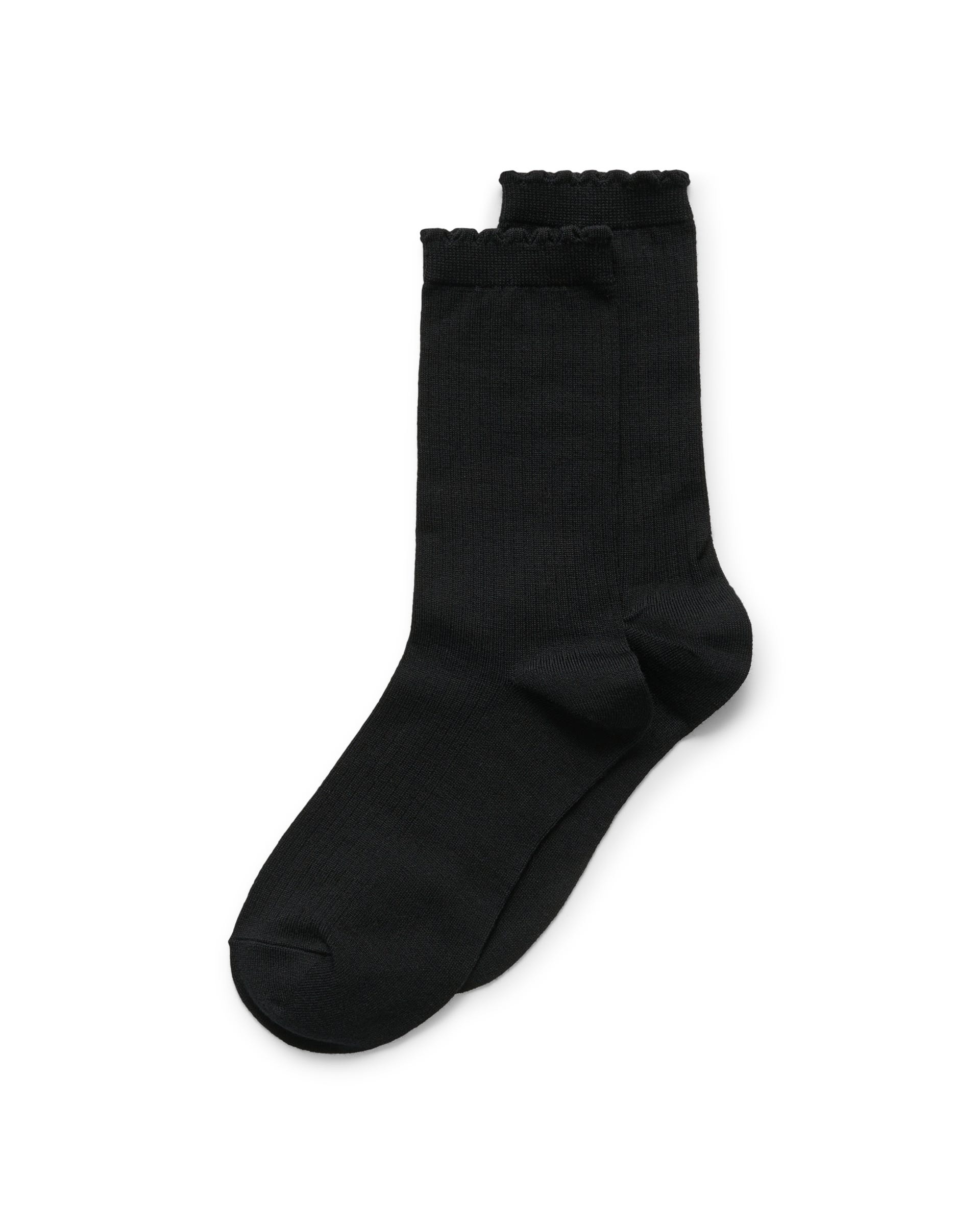 Women's ECCO® Ribbed Mid-Cut Socks - Black - Main