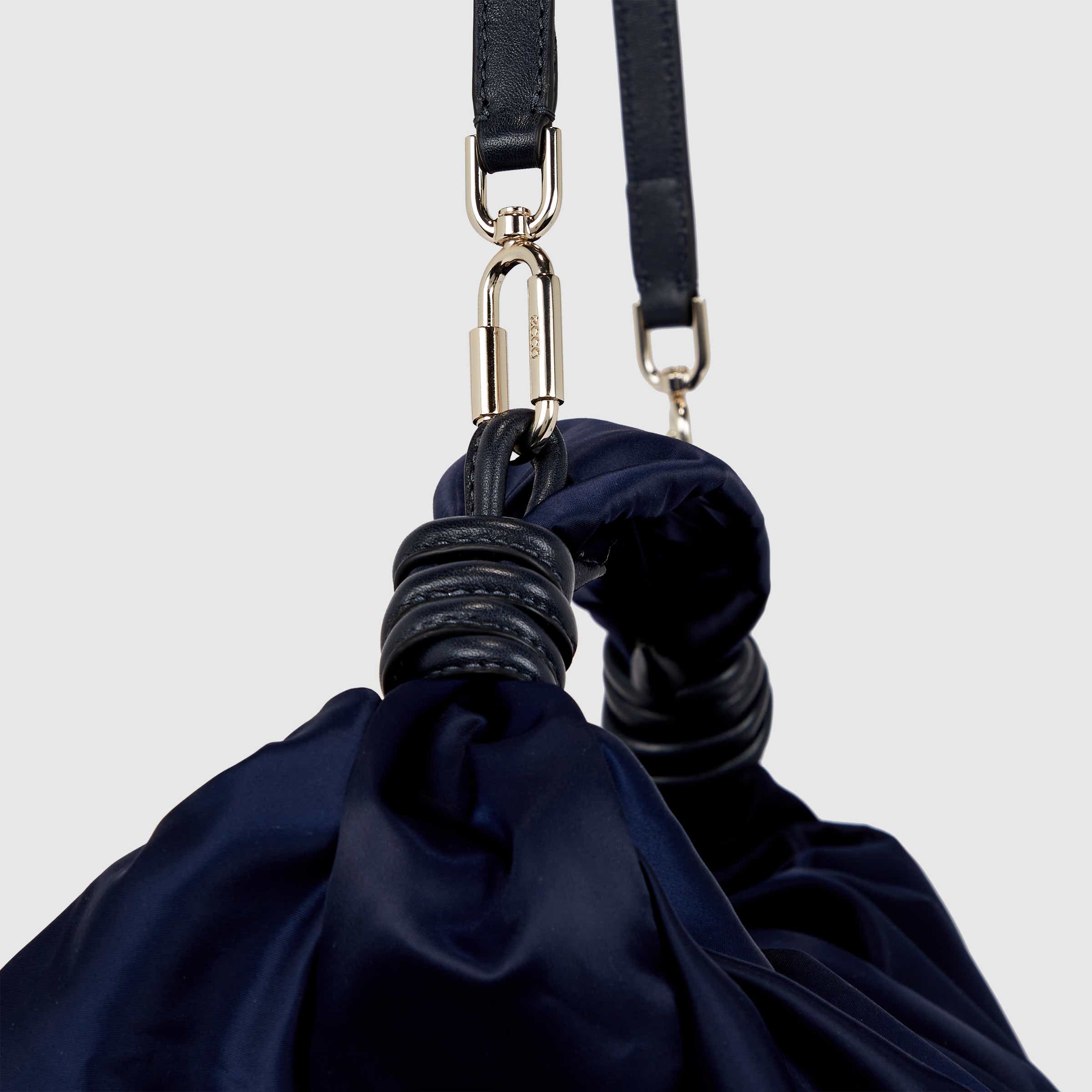 ECCO Scrunch Satin テキスタイルホーボーサテンショルダーバッグ - ブルー - Detail-1