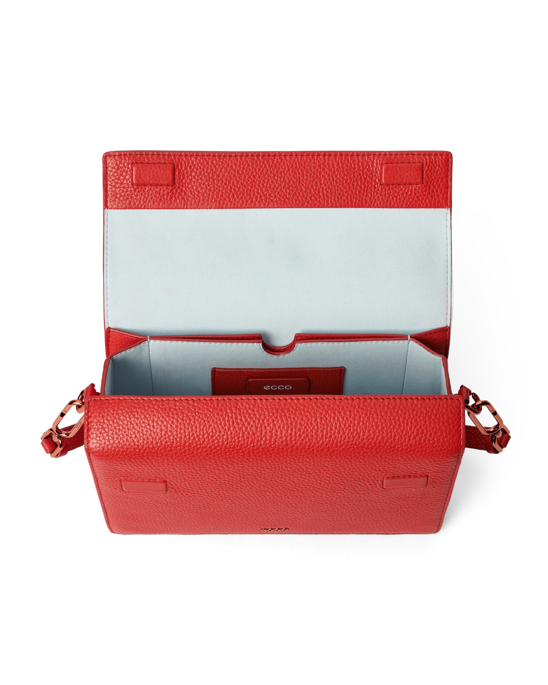 ECCO® Pinch Leather Crossbody Bag - Red - Inside