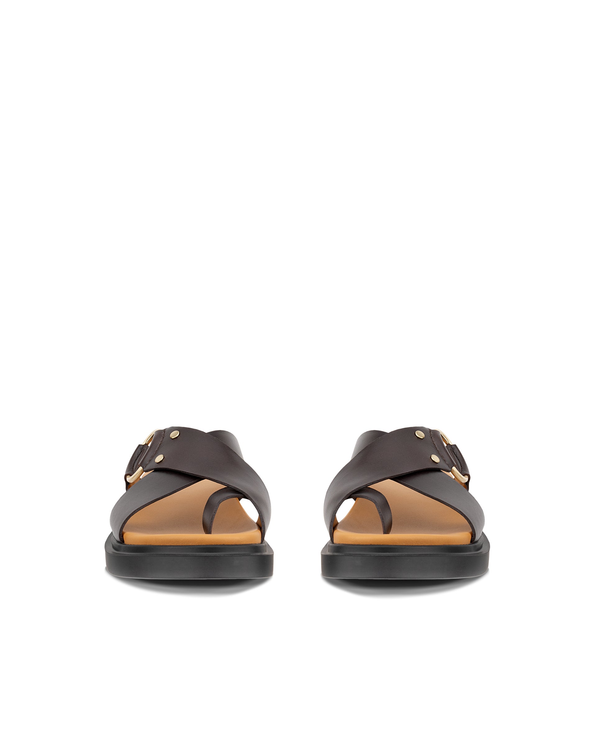 Women's ECCO® Metropole Seoul Leather Ring Sandal - Brown - Front pair