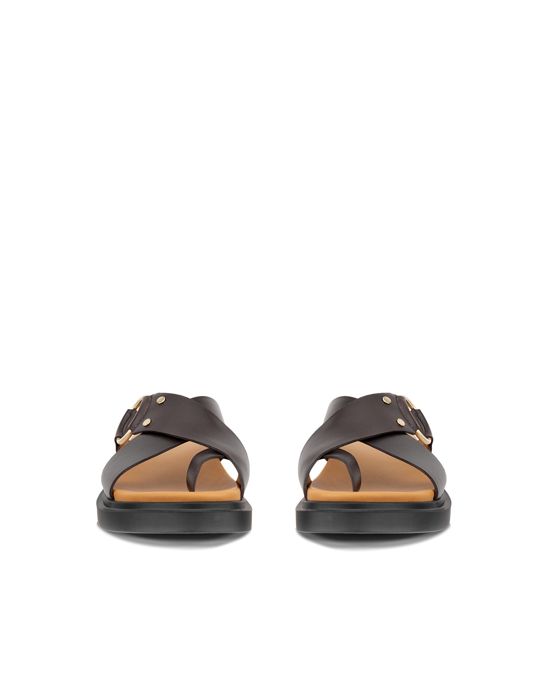 Women's ECCO® Metropole Seoul Leather Ring Sandal - Brown - Front pair