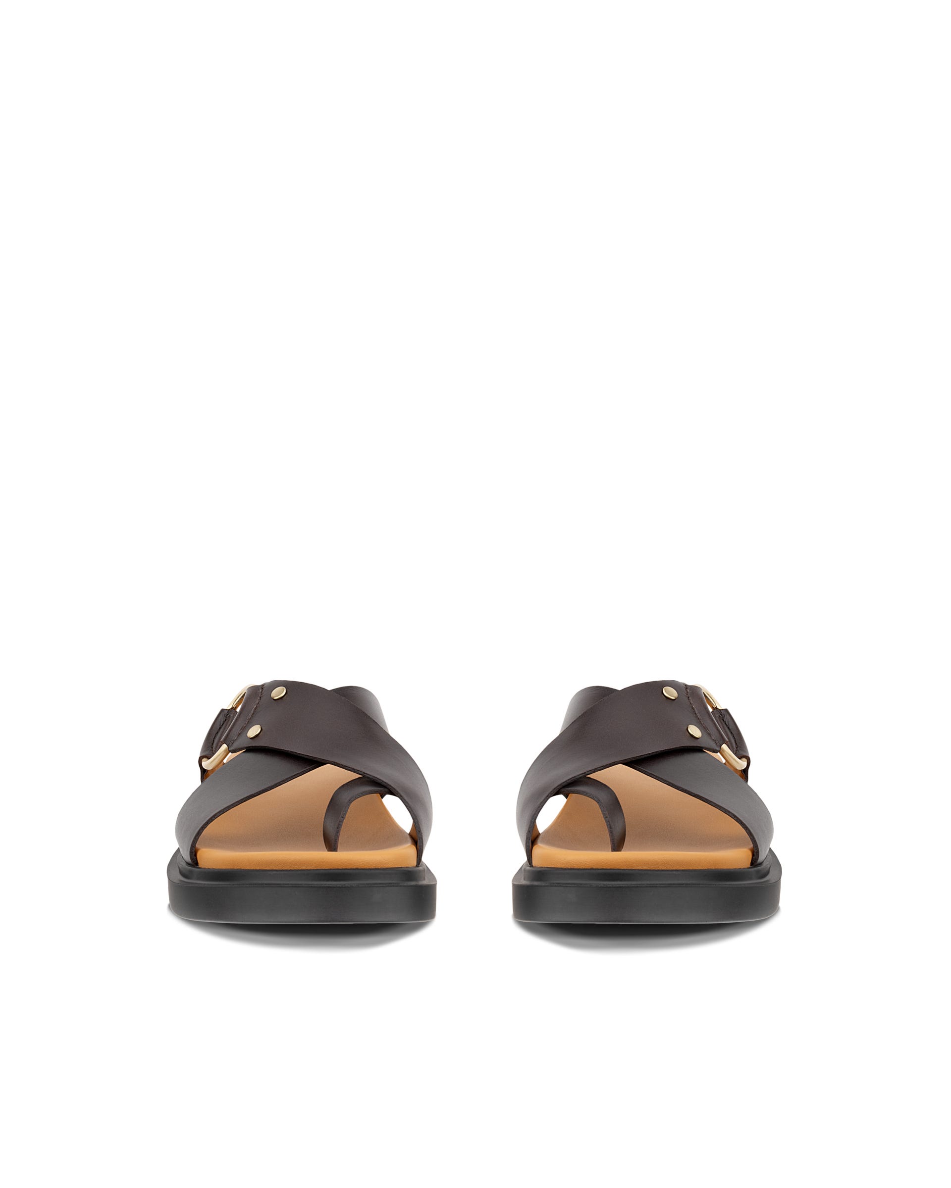 Women's ECCO® Metropole Seoul Leather Ring Sandal - Brown - Front pair