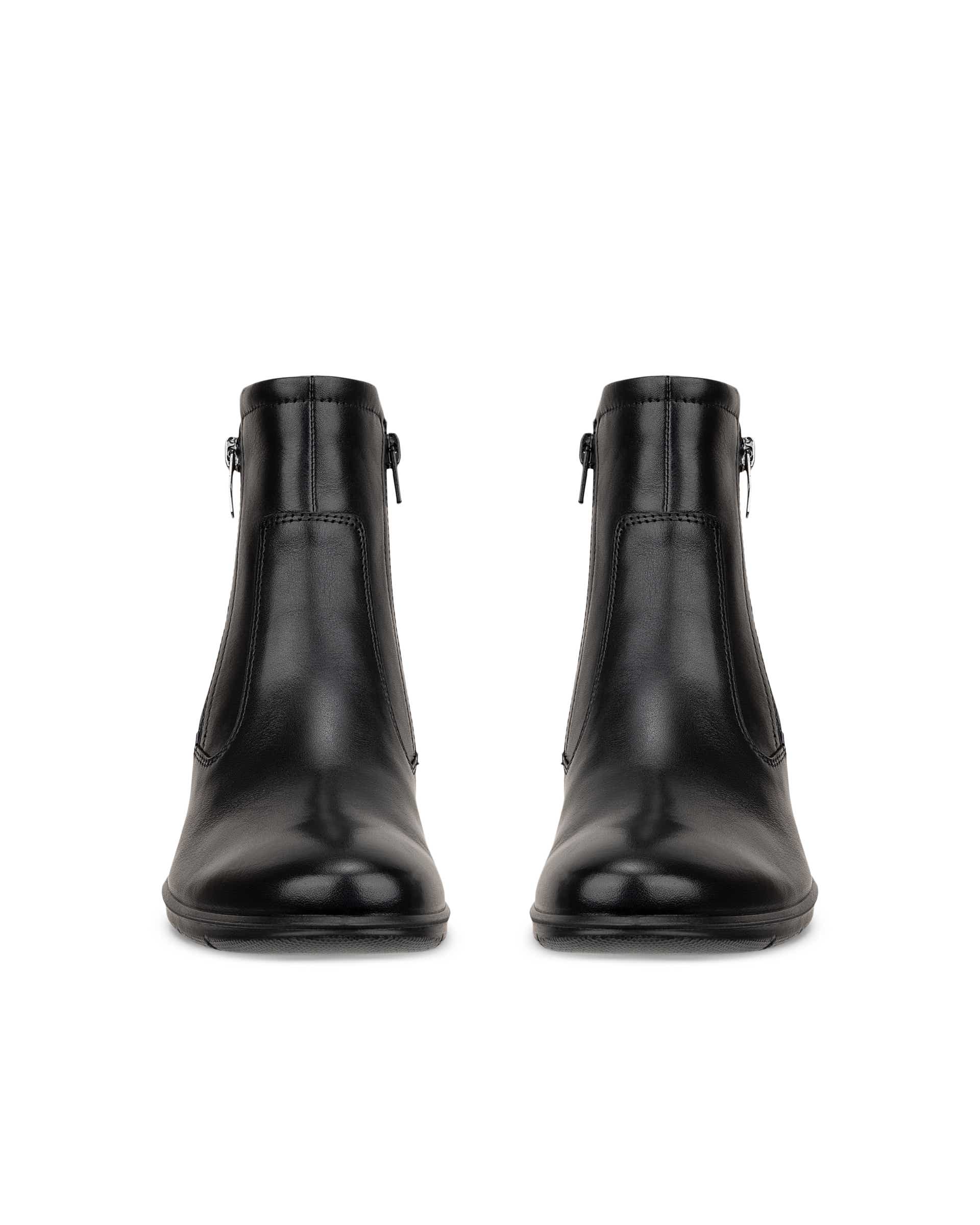 Women's ECCO® Felicia Leather Ankle Wedge Boot - Black - Front pair