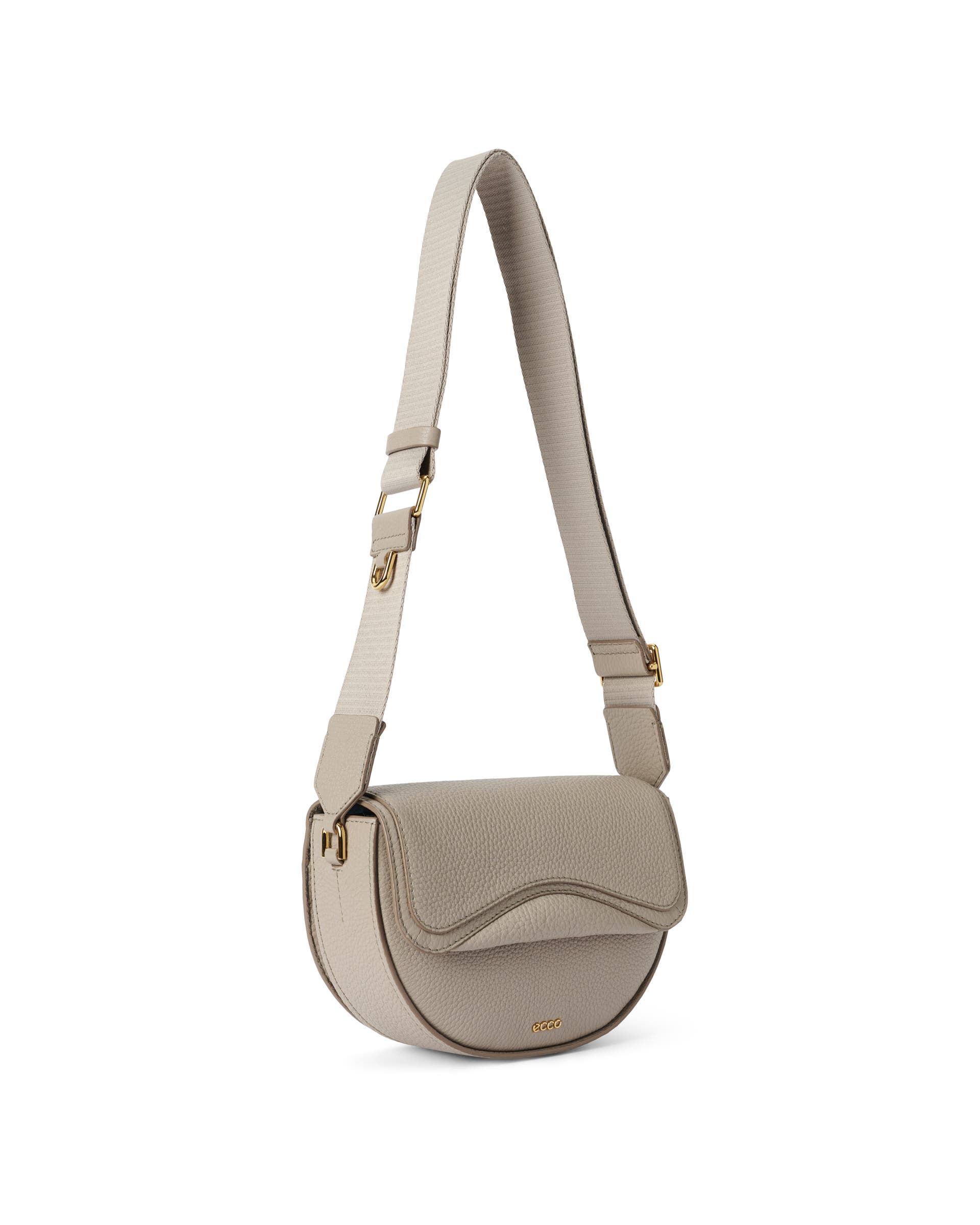 ECCO® Saddle Bag Leather Crossbody Bag - Beige - Main