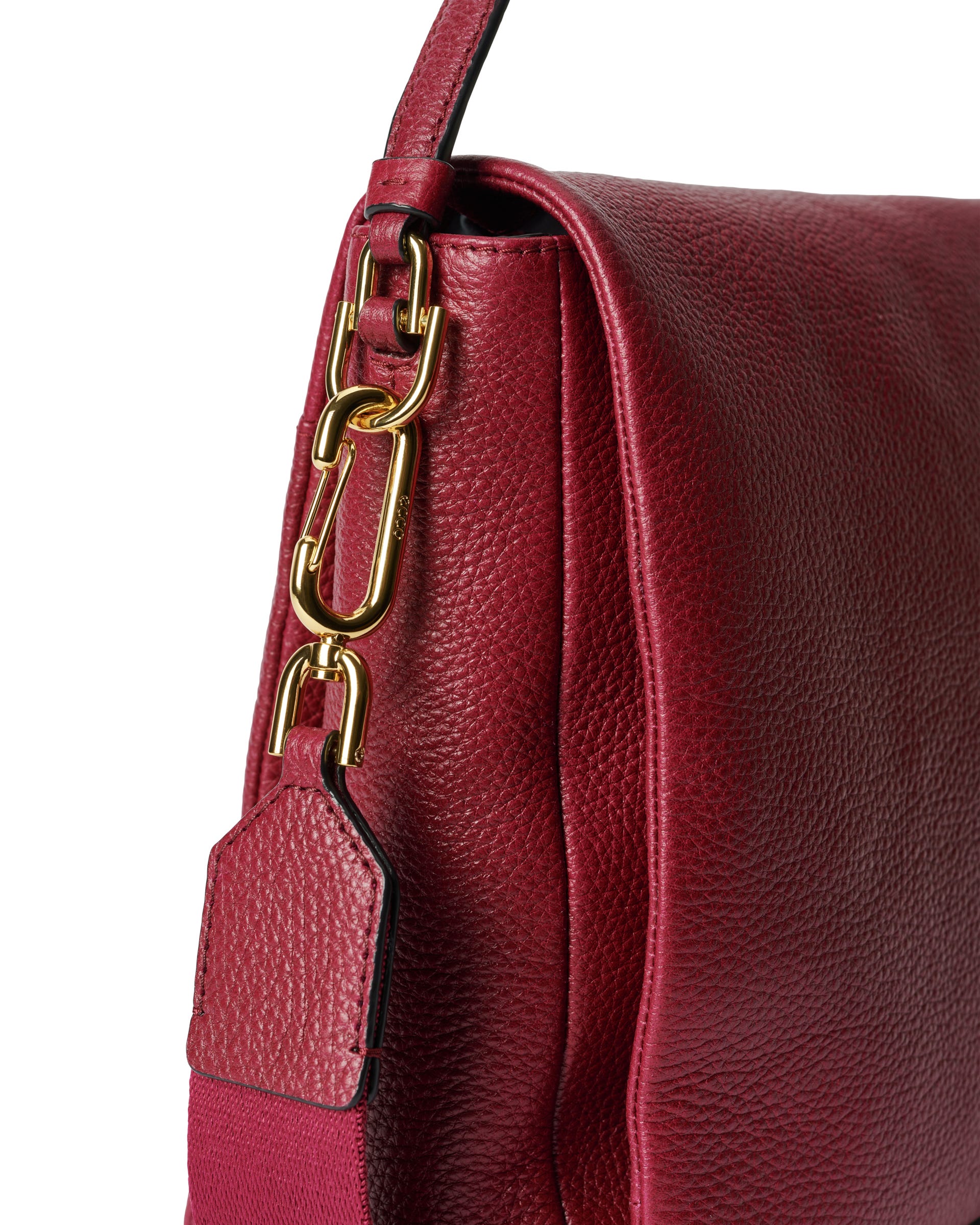 ECCO® Extra-Large Pinch Leather Shoulder Bag - Red - Detail-1