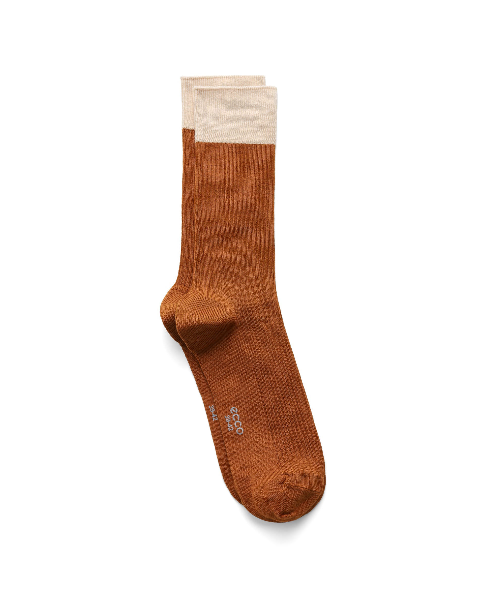 ECCO VIBE RIBBED MID-CUT COLOUR CUFF SOCKS - Brown - Main