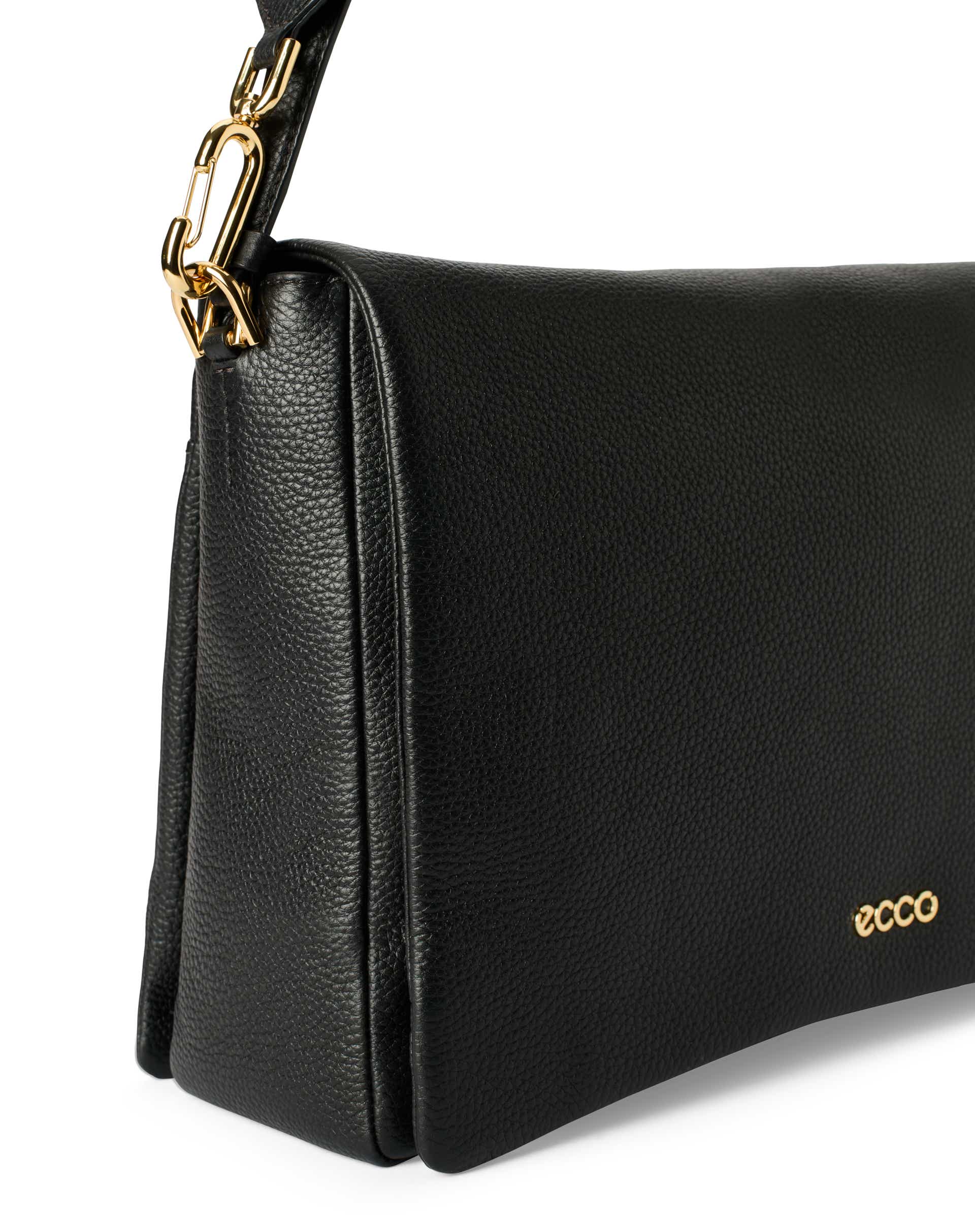 ECCO® Extra-Large Pinch Leather Shoulder Bag - Black - Detail-1