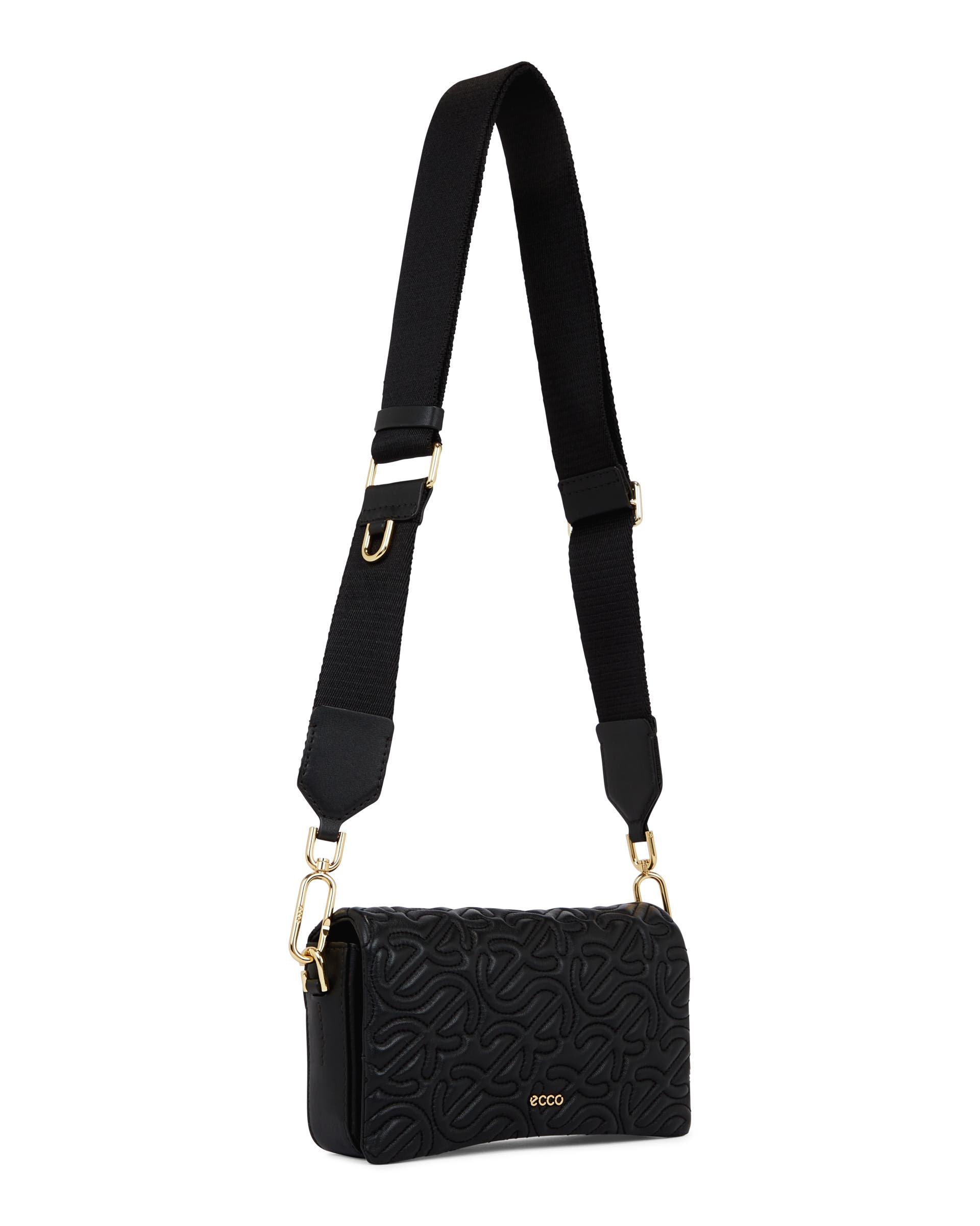 ECCO® Pinch S Quilted Wave Leather Pinch Crossbody Bag - Black - Main