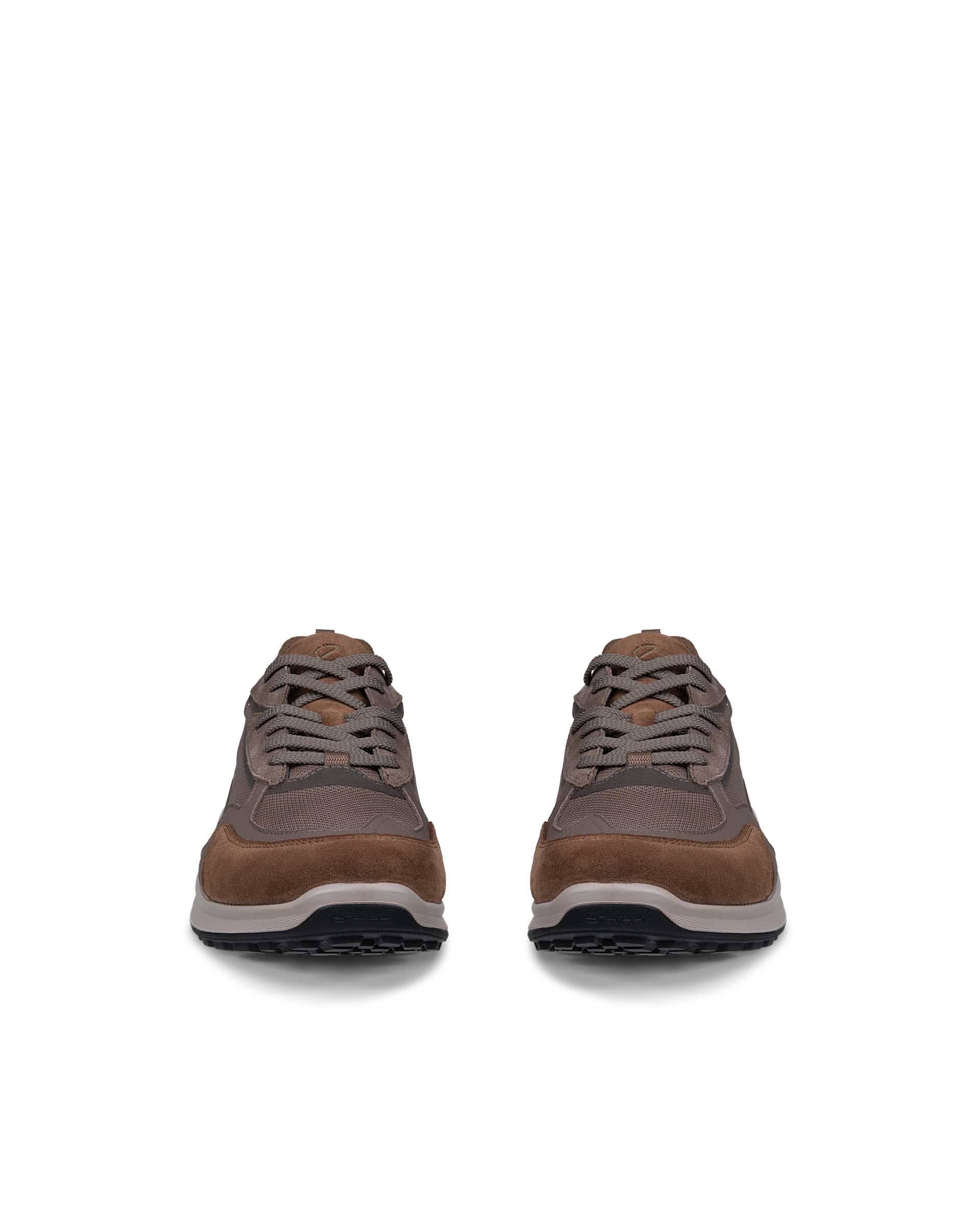 Men's ECCO® BIOM ENERGI Leather & Textile Trainer - Brown - Front pair