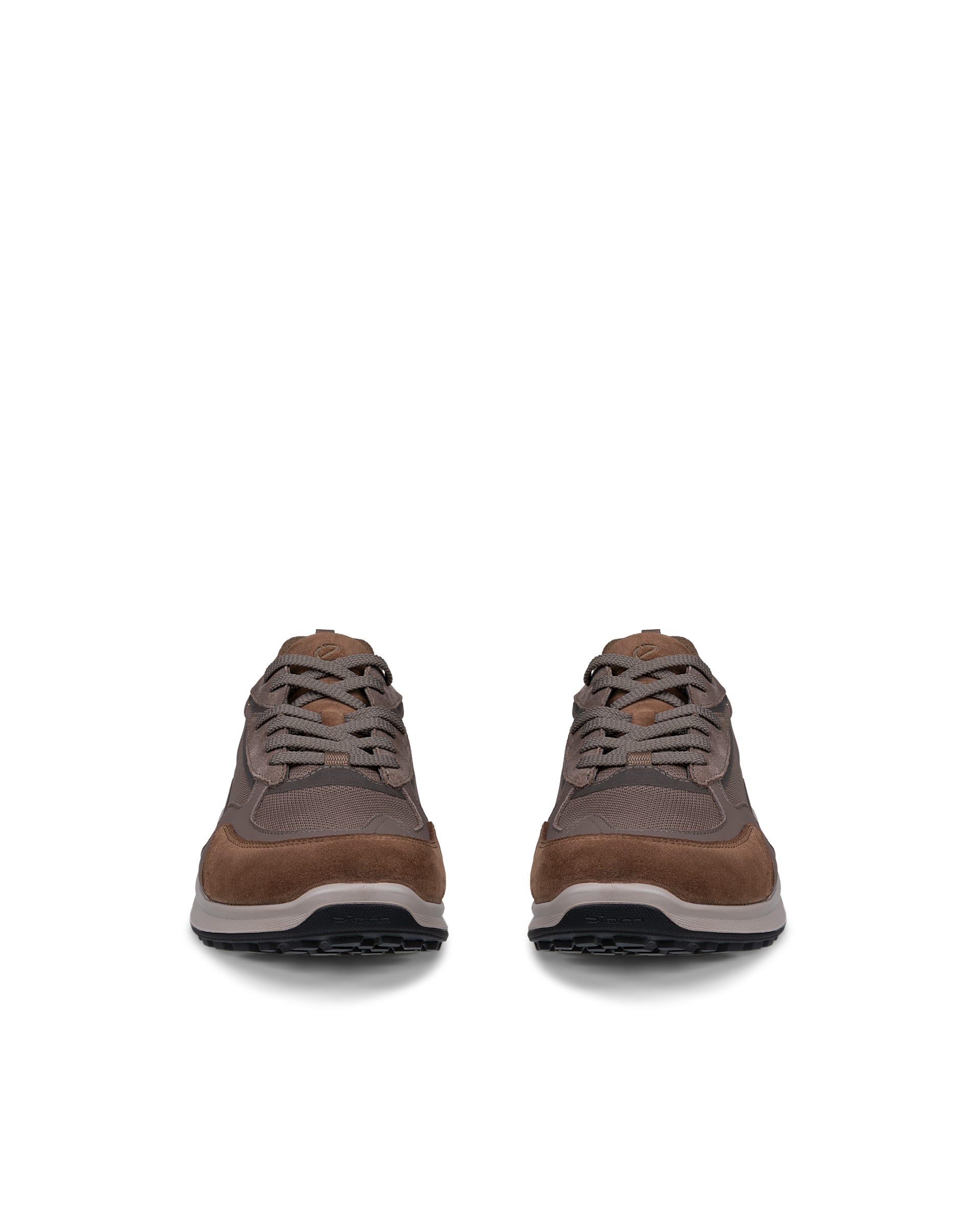 Men's ECCO® BIOM ENERGI Leather & Textile Trainer - Brown - Front pair