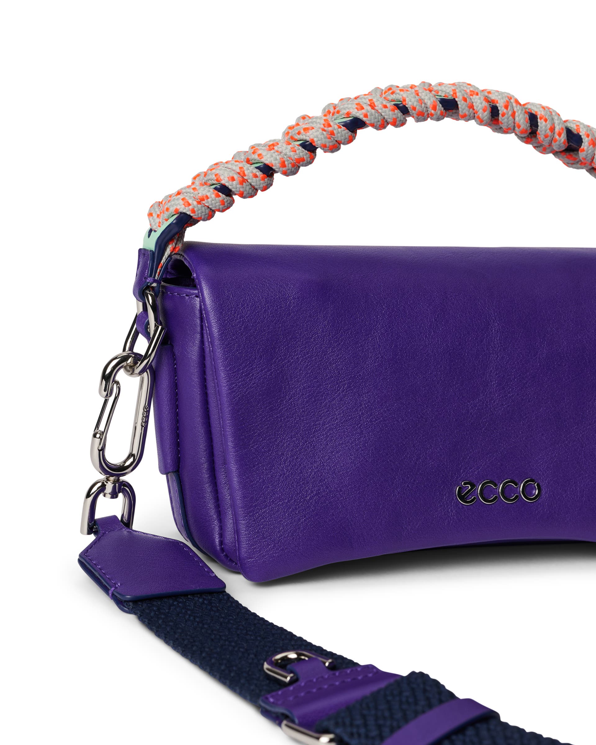 ECCO® Pinch Medium Soft Smooth Leather Shoulder Bag - Purple - Detail-2