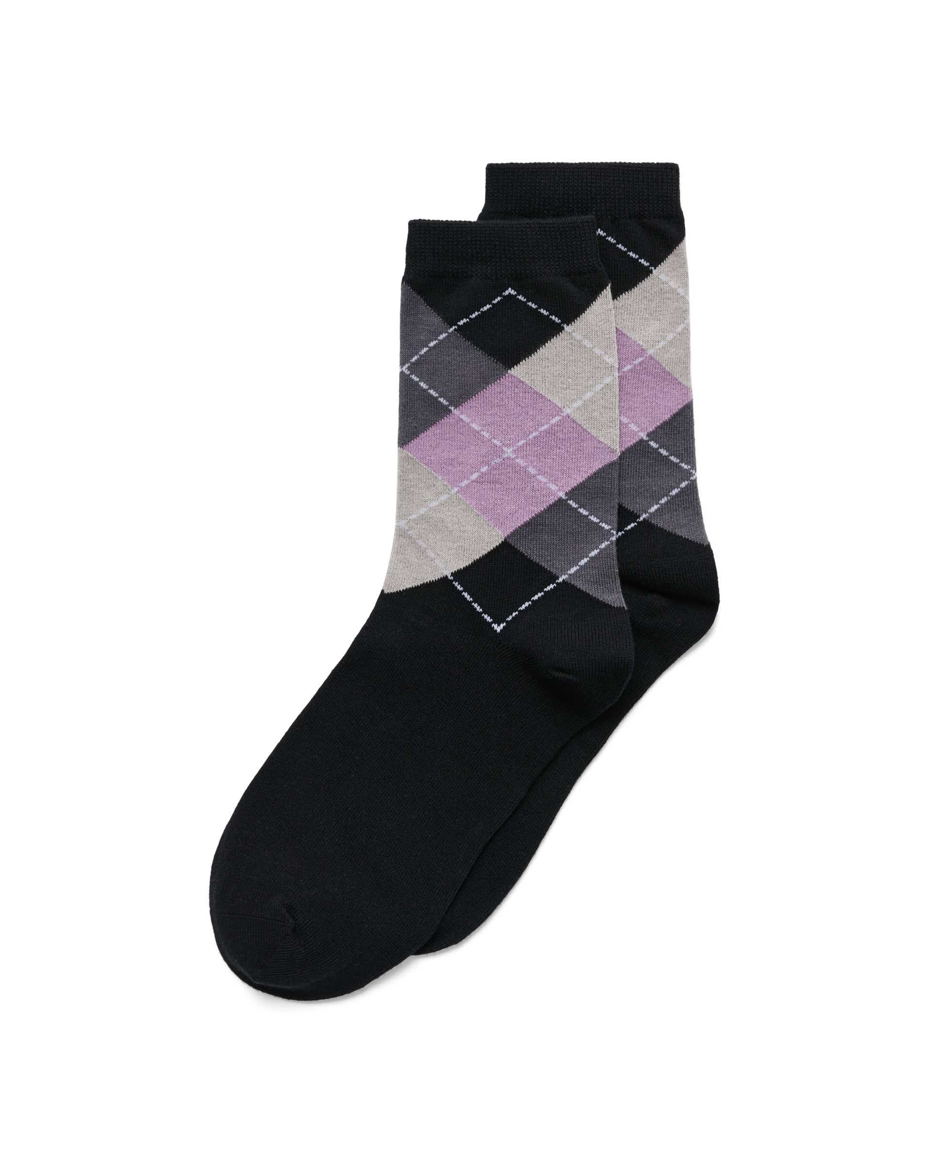 Women's ECCO® Classic Harlequin Mid-Cut Socks - Black - Main