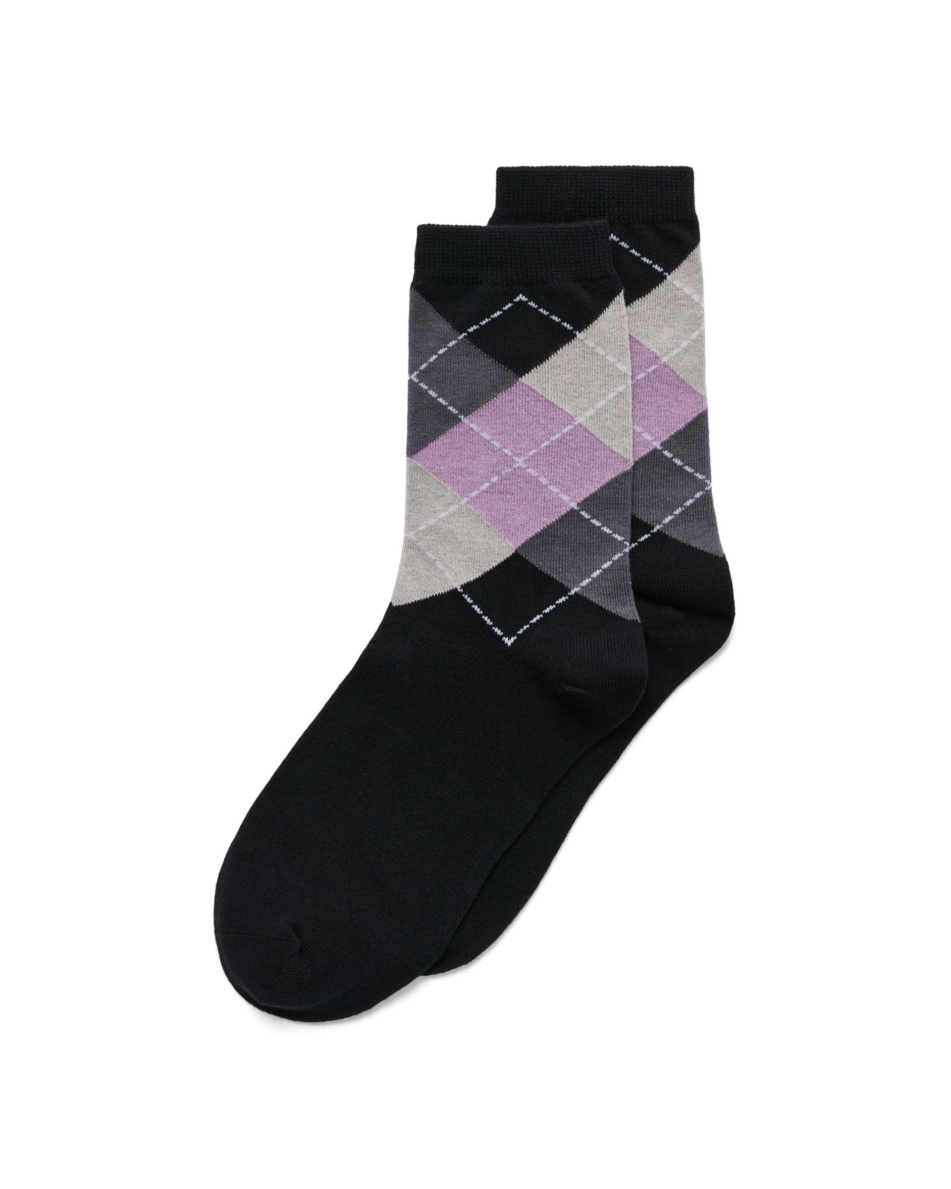 Women's ECCO® Classic Harlequin Mid-Cut Socks - Black - Main