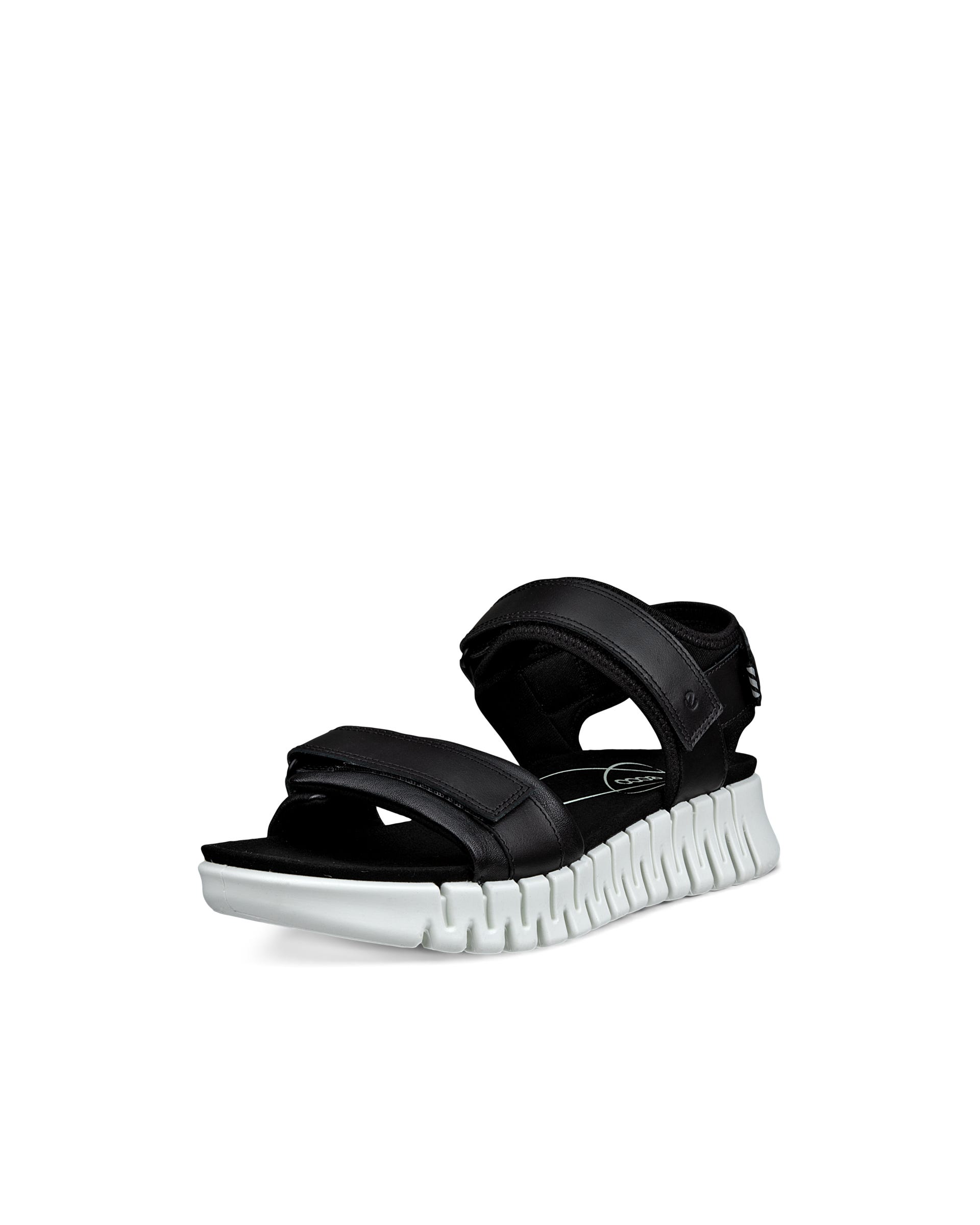Women's ECCO® Gruuv SOL Leather Three-Strap Sandal - Black - Main