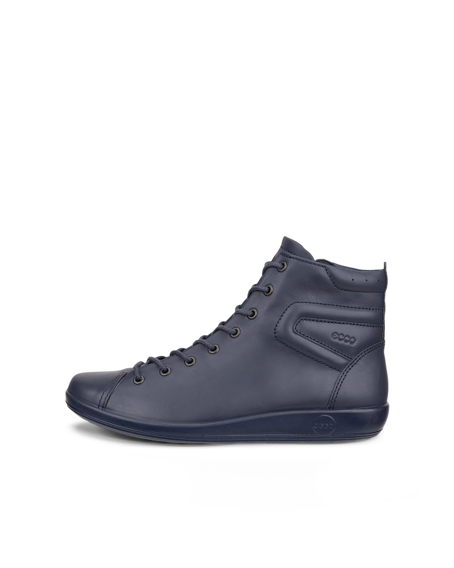 Dámske kožená šnurovacia obuv ECCO® SOFT 2.0 - Modrá - Outside