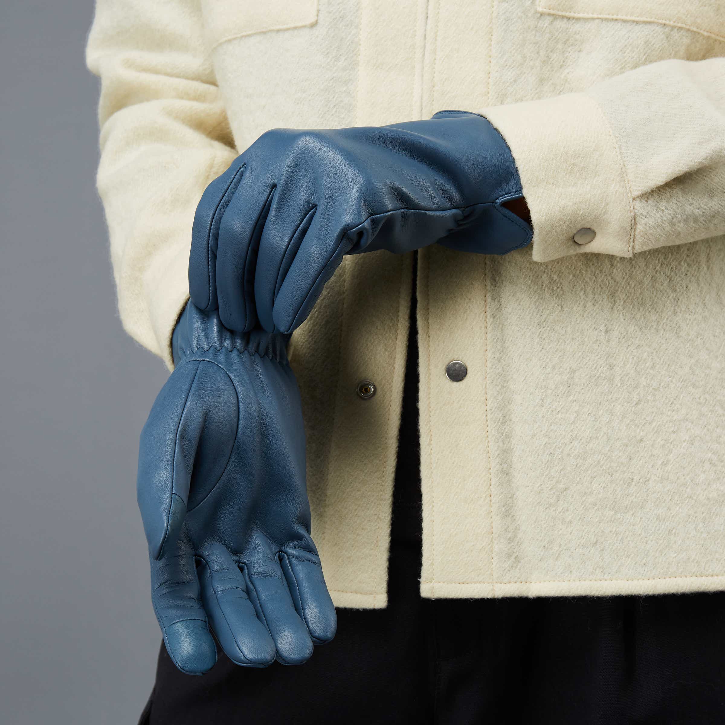 ECCO Minimal Gloves メンズ レザーグローブ - ブルー - Modelshot-1