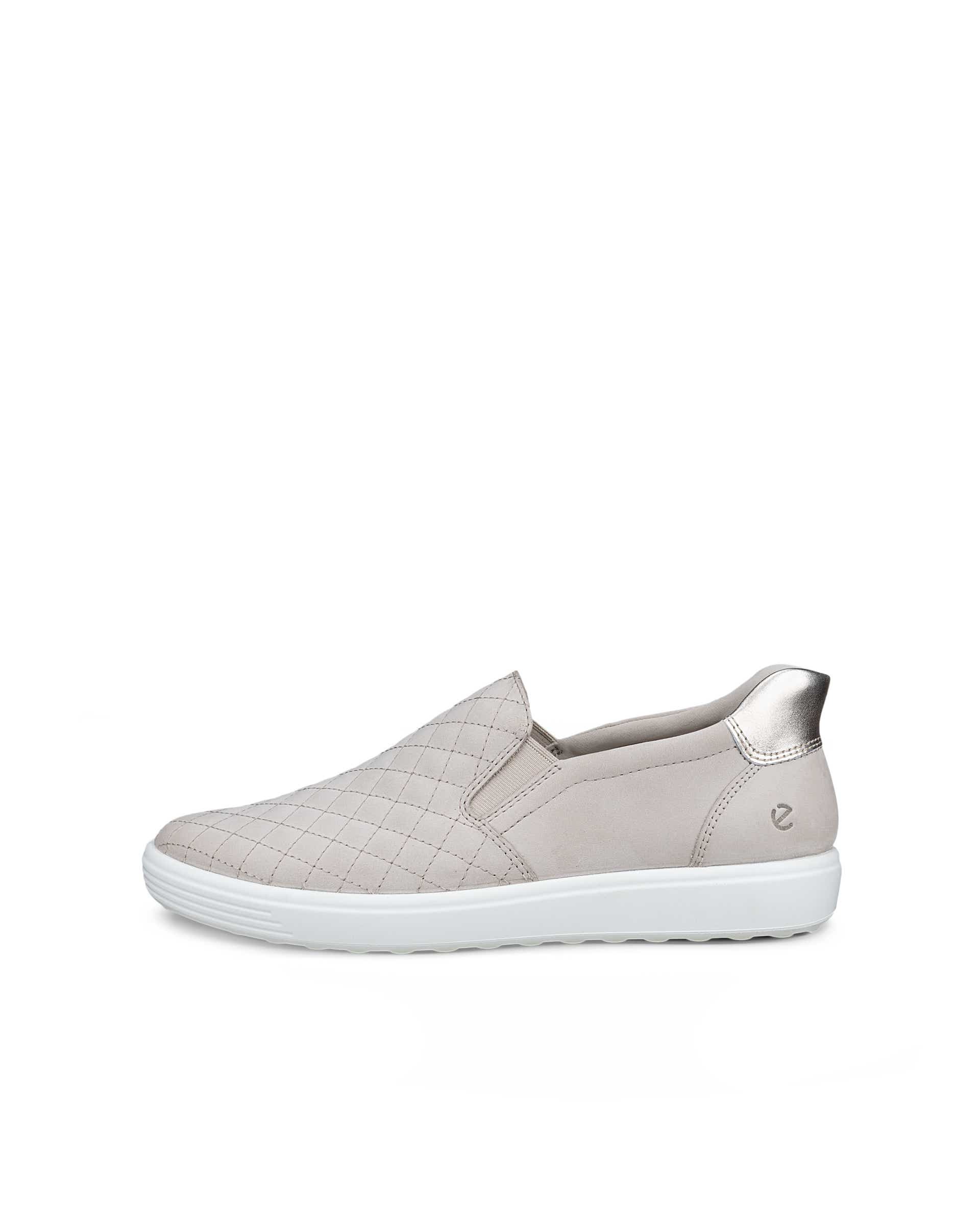 Women's ECCO® Soft 7 Leather Sneaker - Beige - Outside