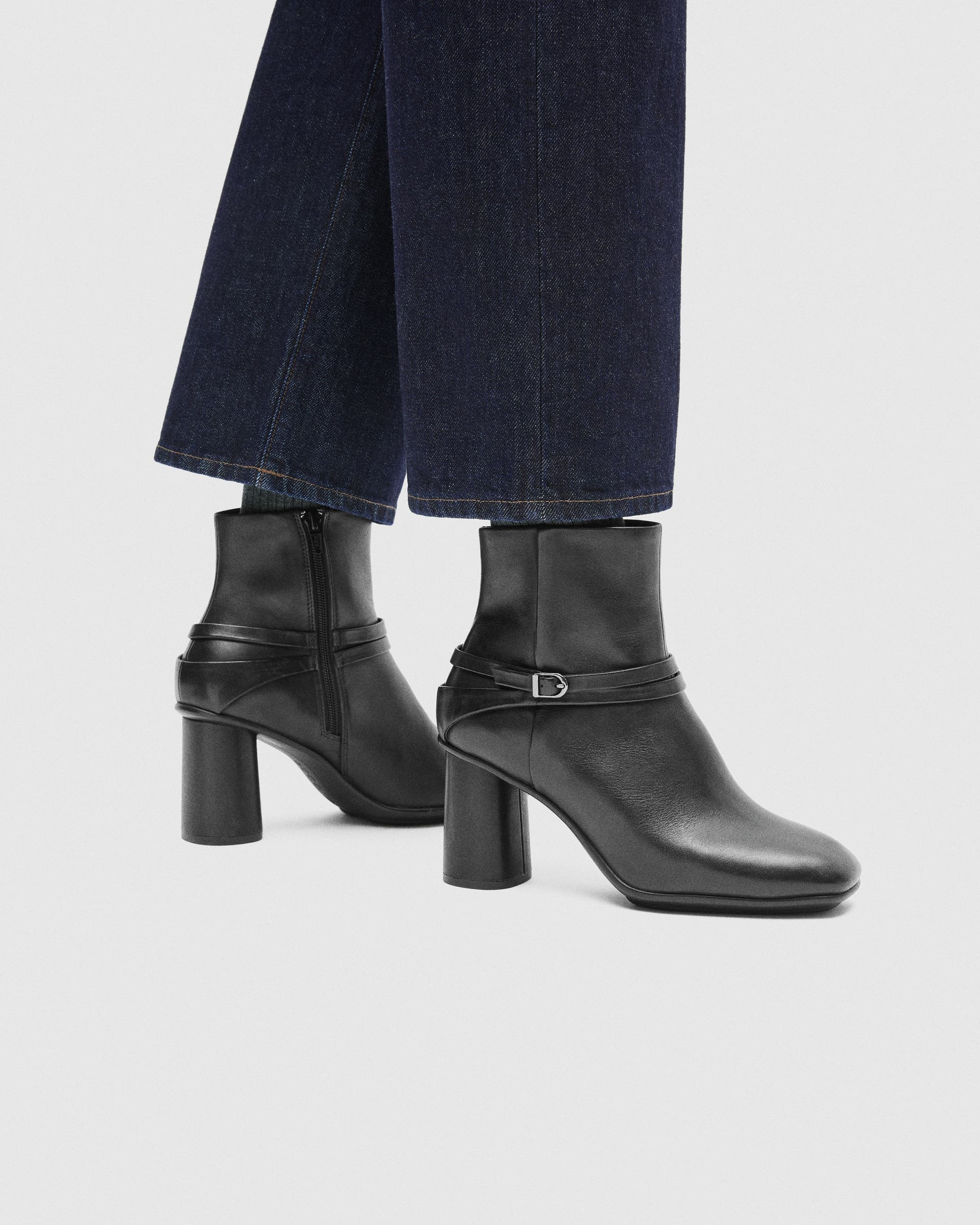 Women's ECCO® Sculpted Alba 65 Leather Ankle Heel Boot - Black - Lifestyle image-1