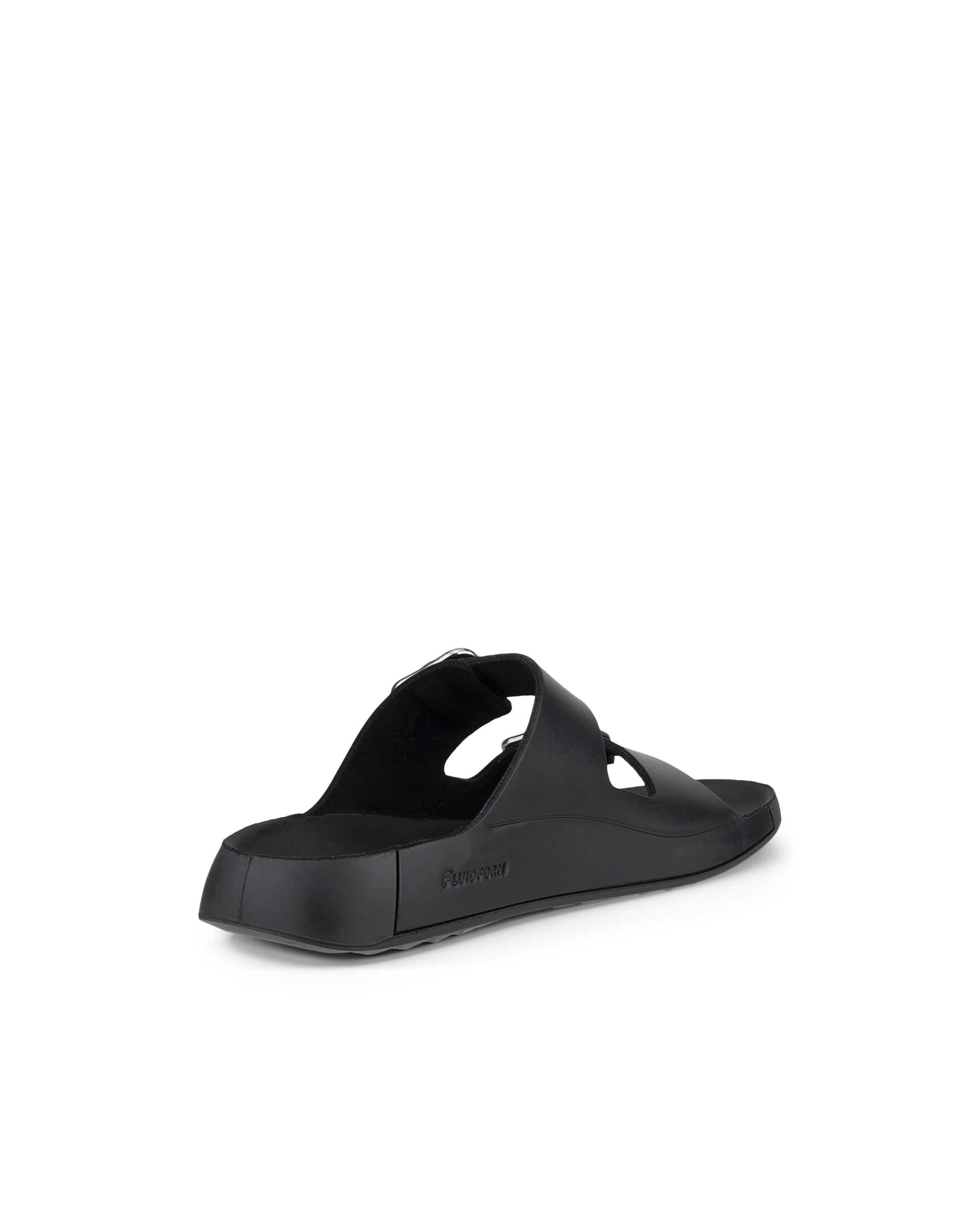 ECCO Cozmo メンズ レザーバックルツーストラップサンダル - ブラック - Back
