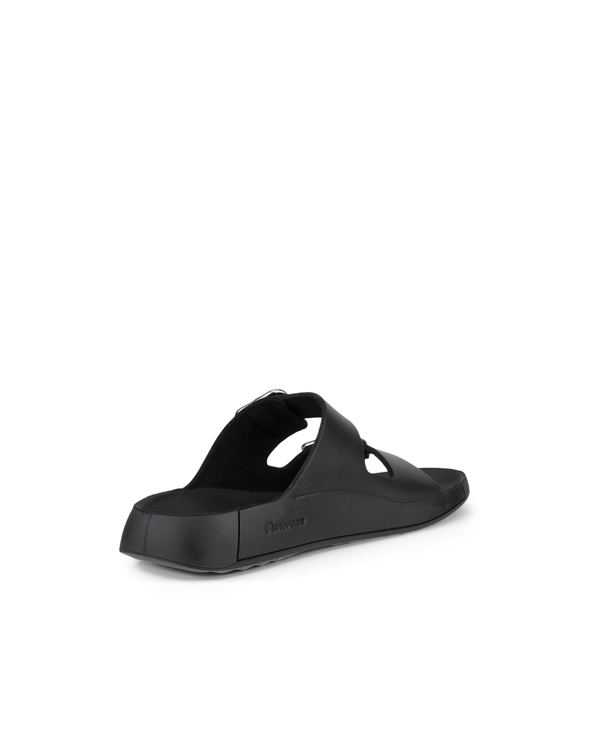 ECCO Cozmo メンズ レザーバックルツーストラップサンダル - ブラック - Back