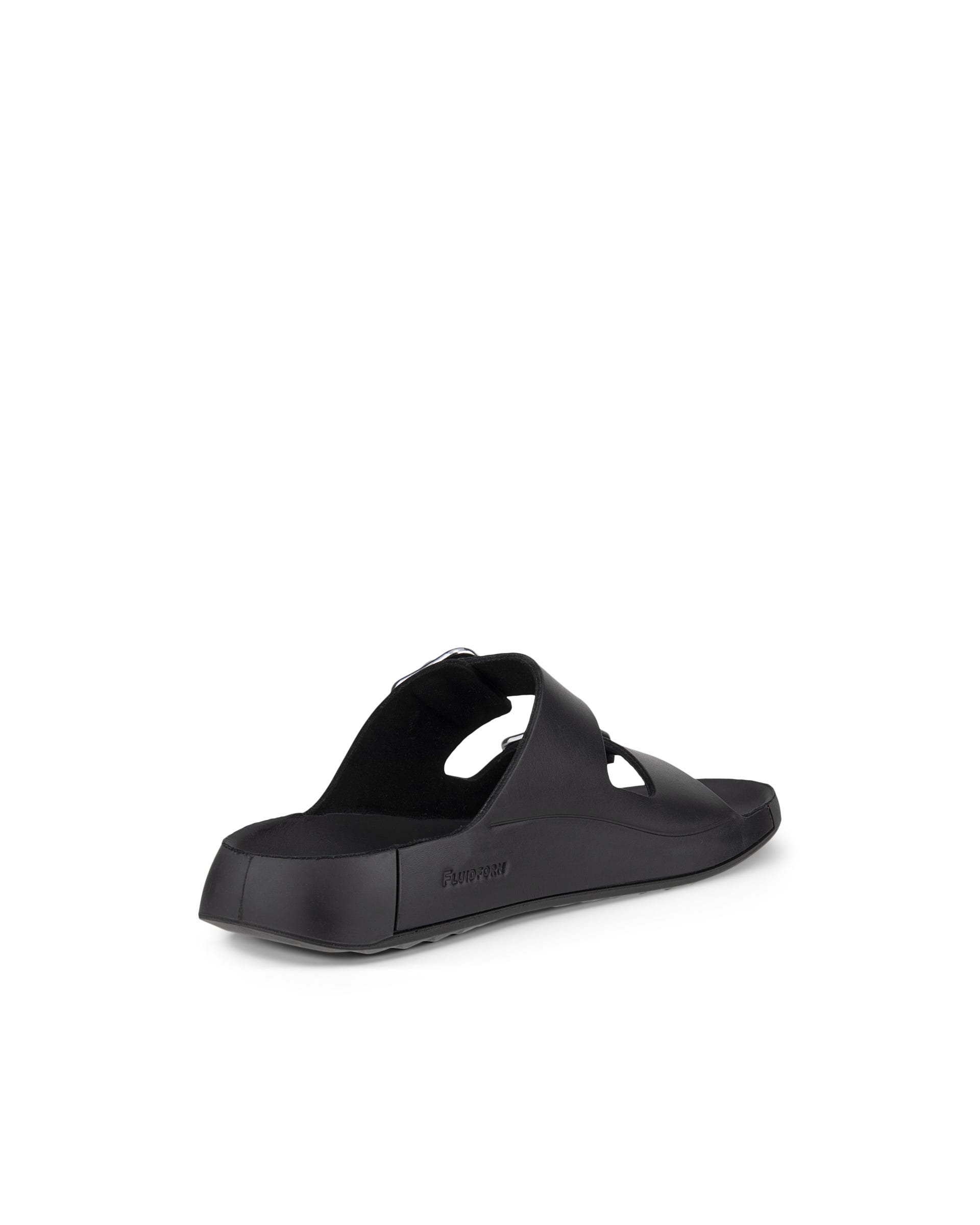 Men's ECCO® Cozmo Leather Buckle Two Strap Sandal - Black - Back