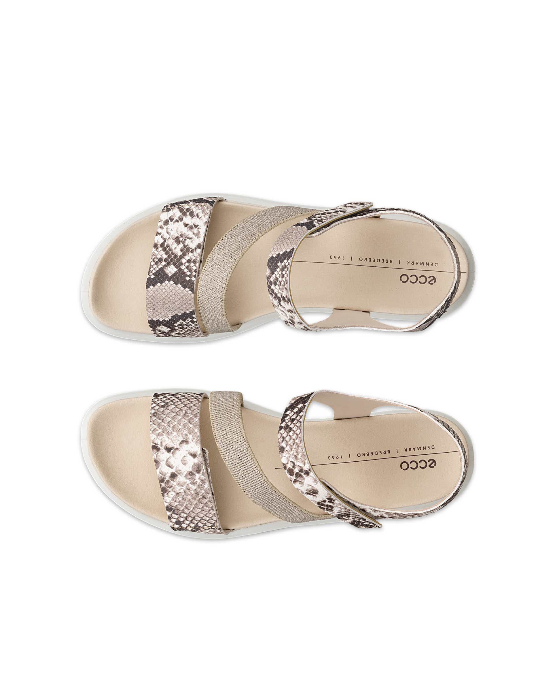 Sandálias rasas couro mulher ECCO® Flowt - Bege - Top left pair