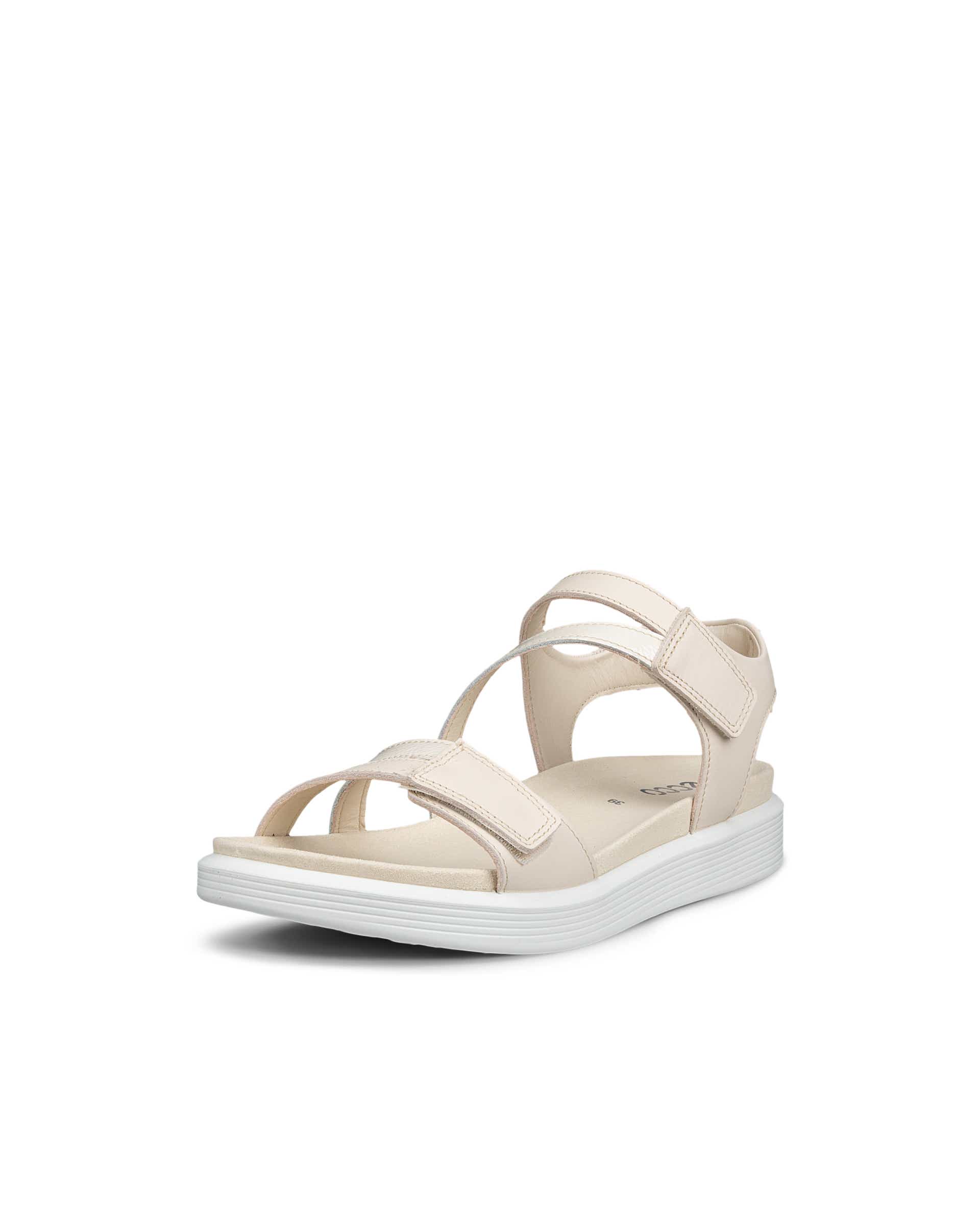 Women's ECCO® Soft Sandal Leather Two Strap Sandal - Beige - Main