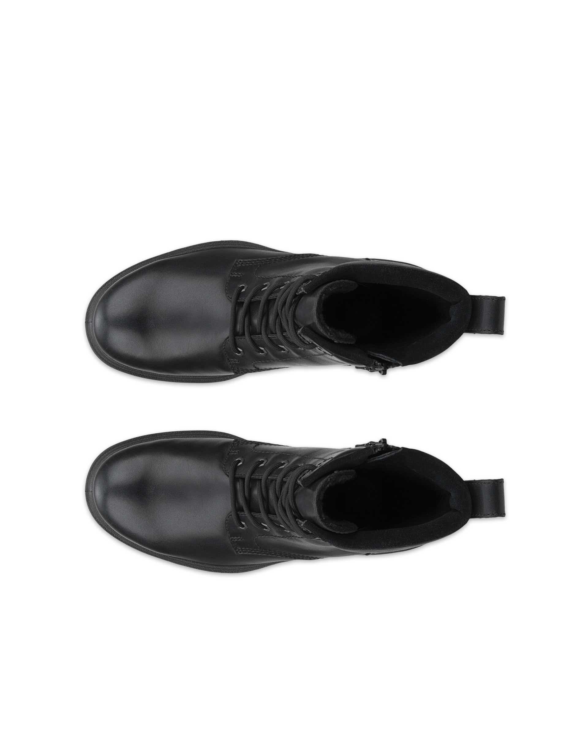 Men's ECCO® GRAINER Leather Lace-Up Mid-Cut Boot - Black - Top left pair