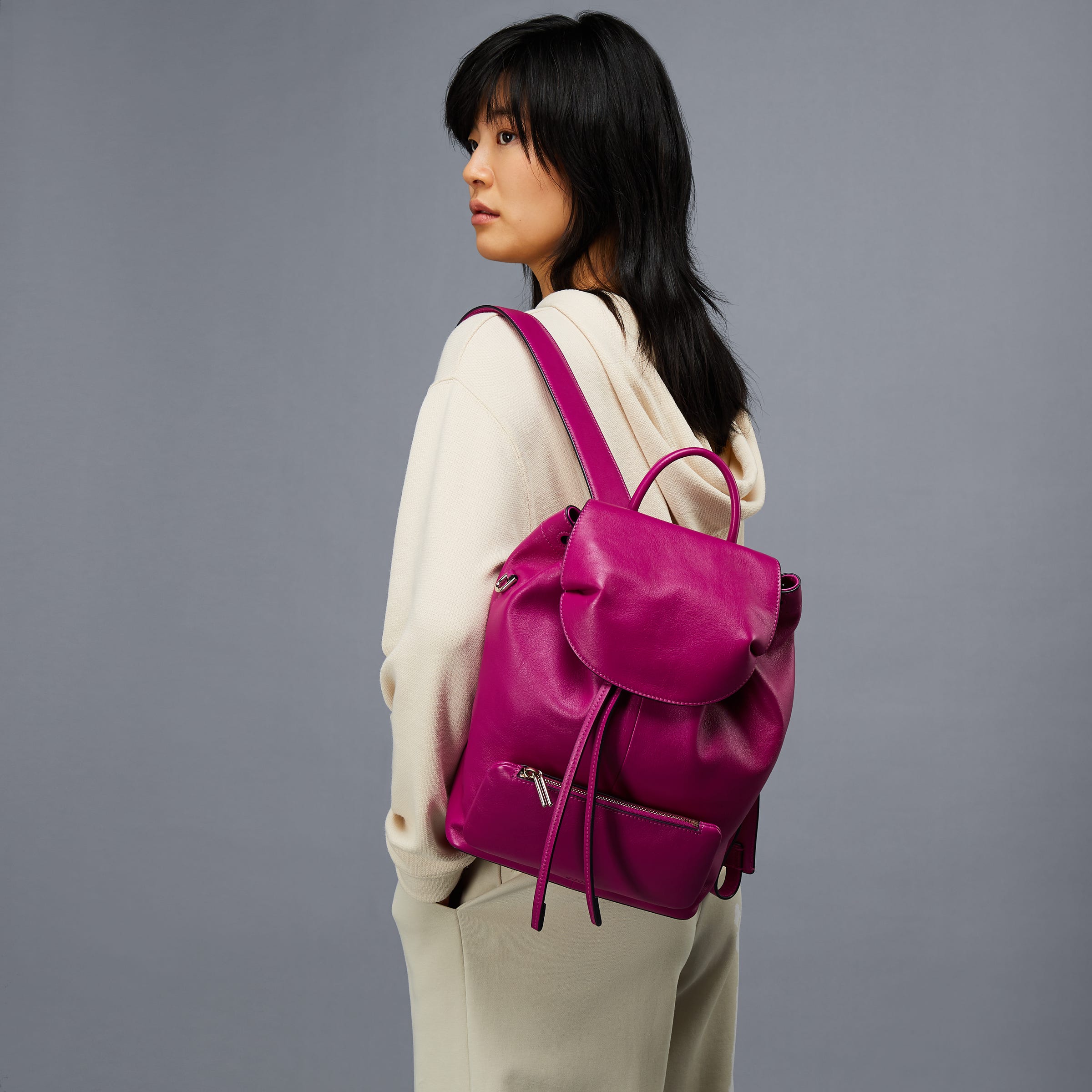 ECCO® Pillow Leather Backpack - Purple - Modelshot-1
