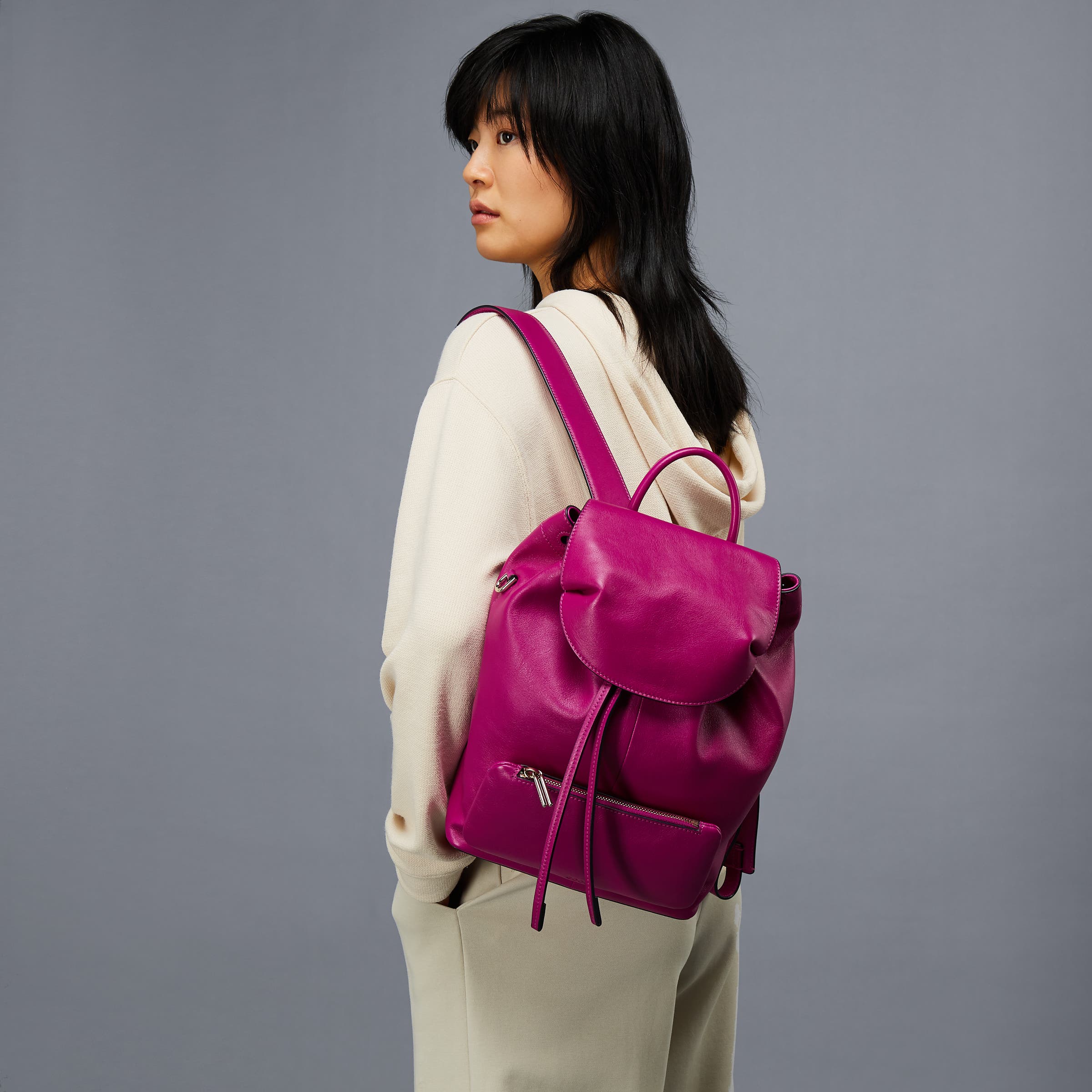 ECCO® Pillow Leather Backpack - Purple - Modelshot-1
