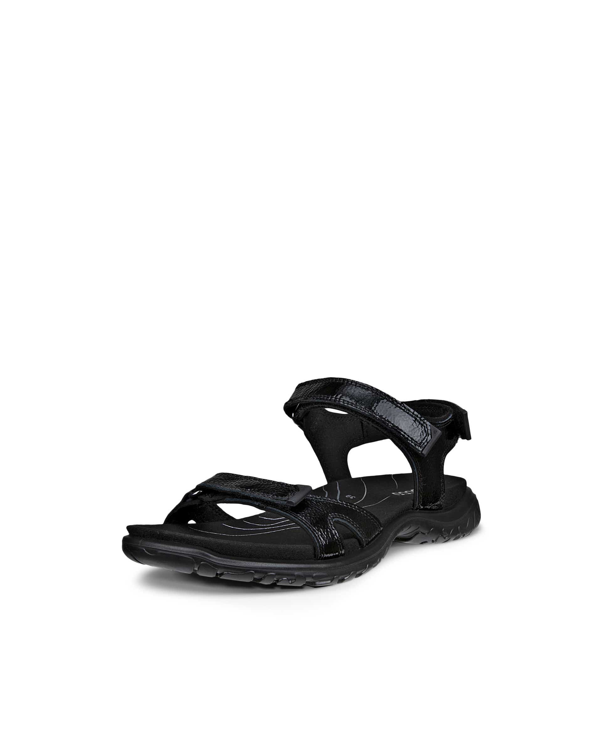 Women's ECCO® Offroad Roam Patent Leather Walking Sandal - Black - Main