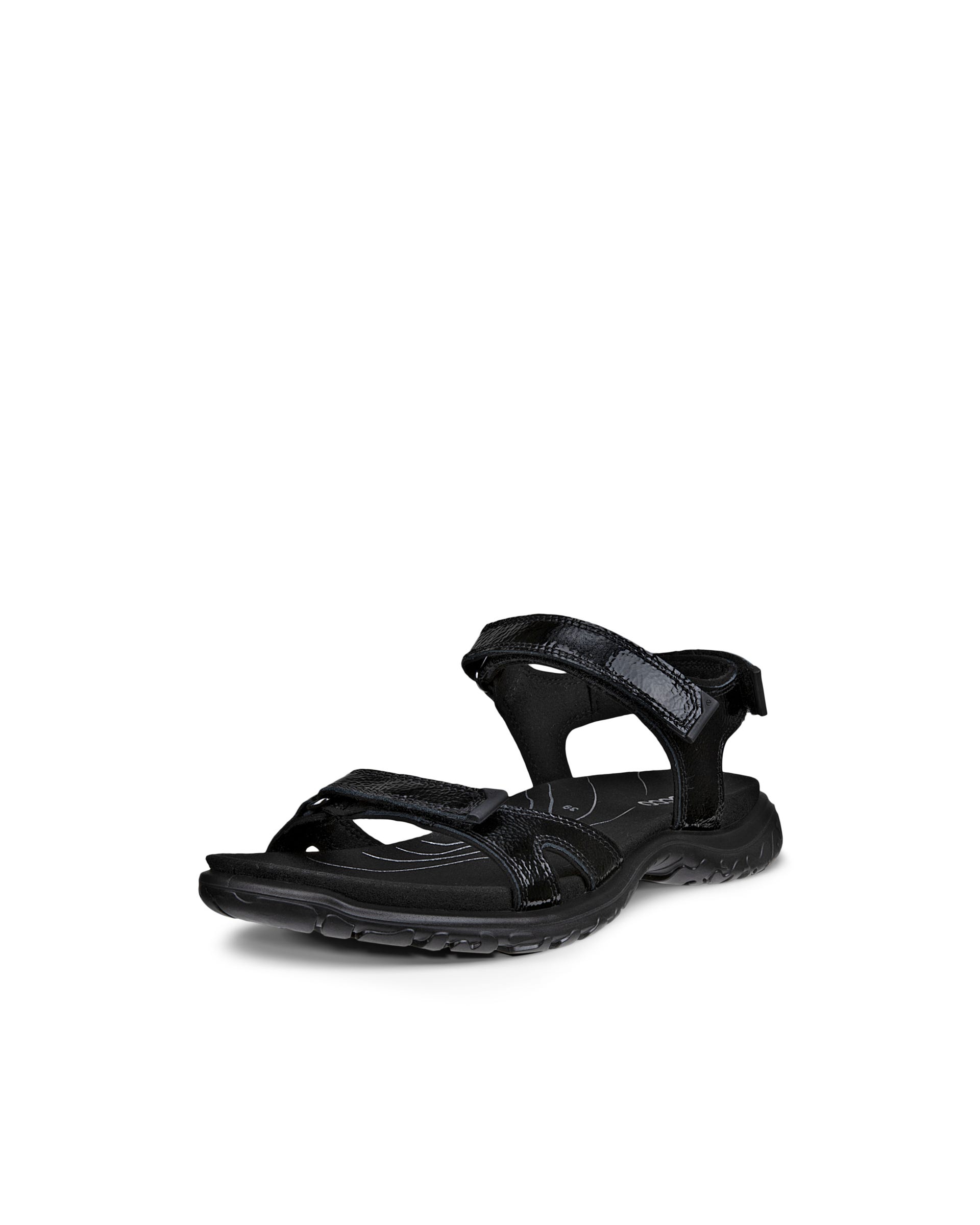 Women's ECCO® Offroad Roam Patent Leather Walking Sandal - Black - Main