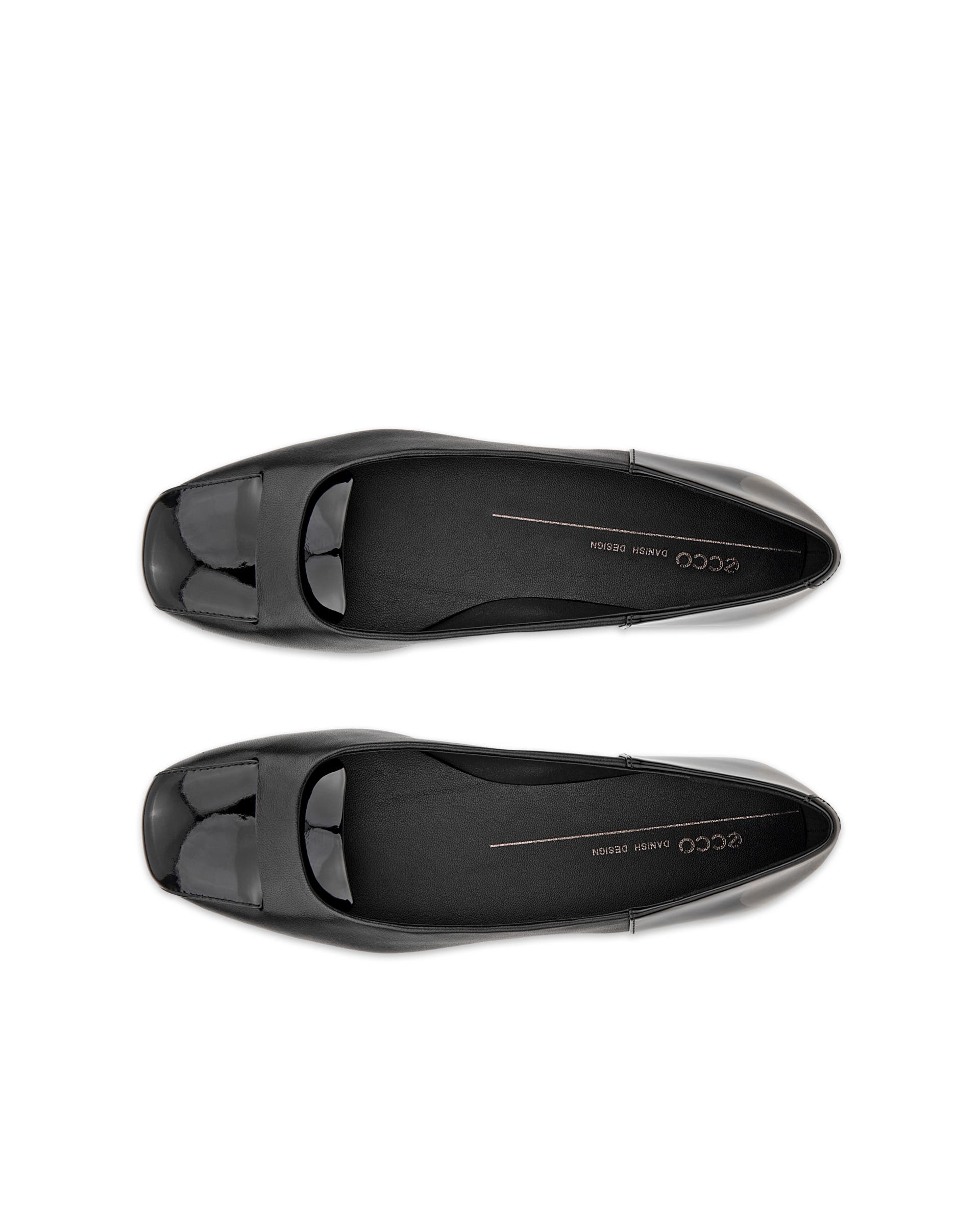 Women's ECCO® Margot Leather Ballerina Flat - Black - Top left pair