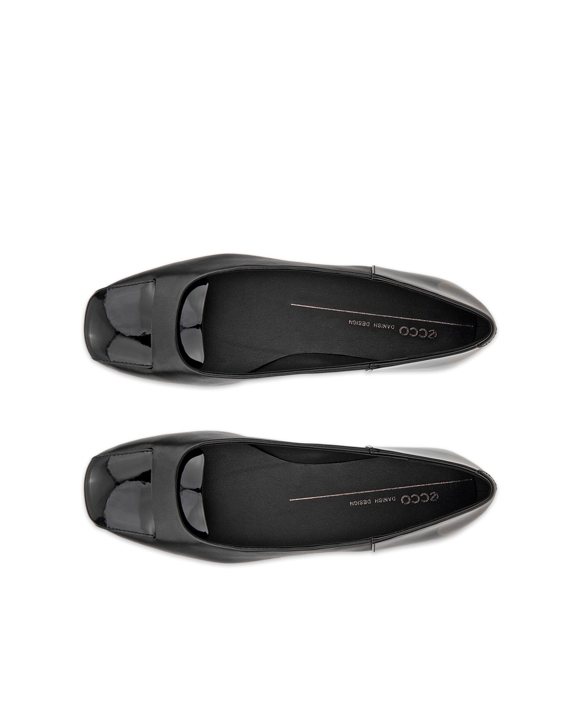 Women's ECCO® Margot Leather Ballerina Flat - Black - Top left pair