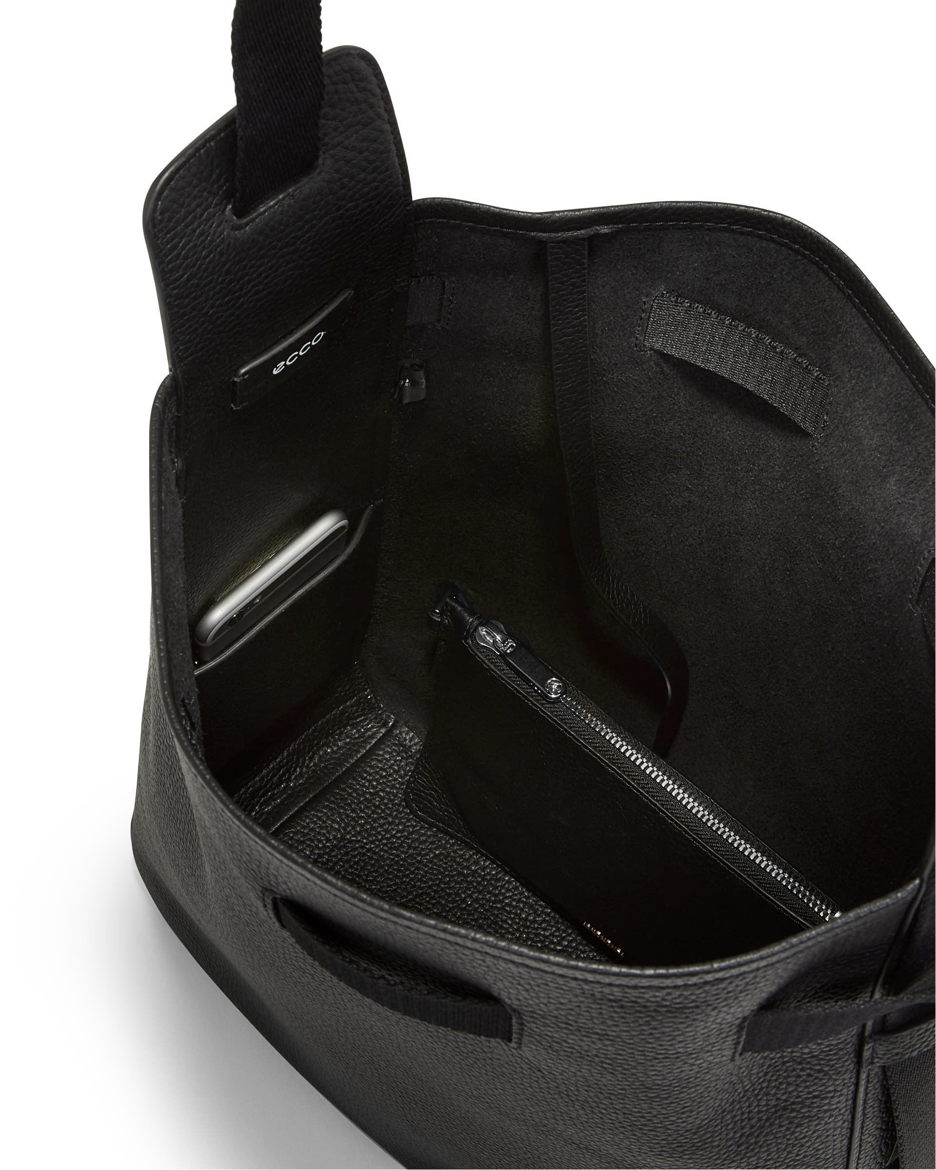 ECCO® Sail Leather Shoulder Bag - Black - Inside