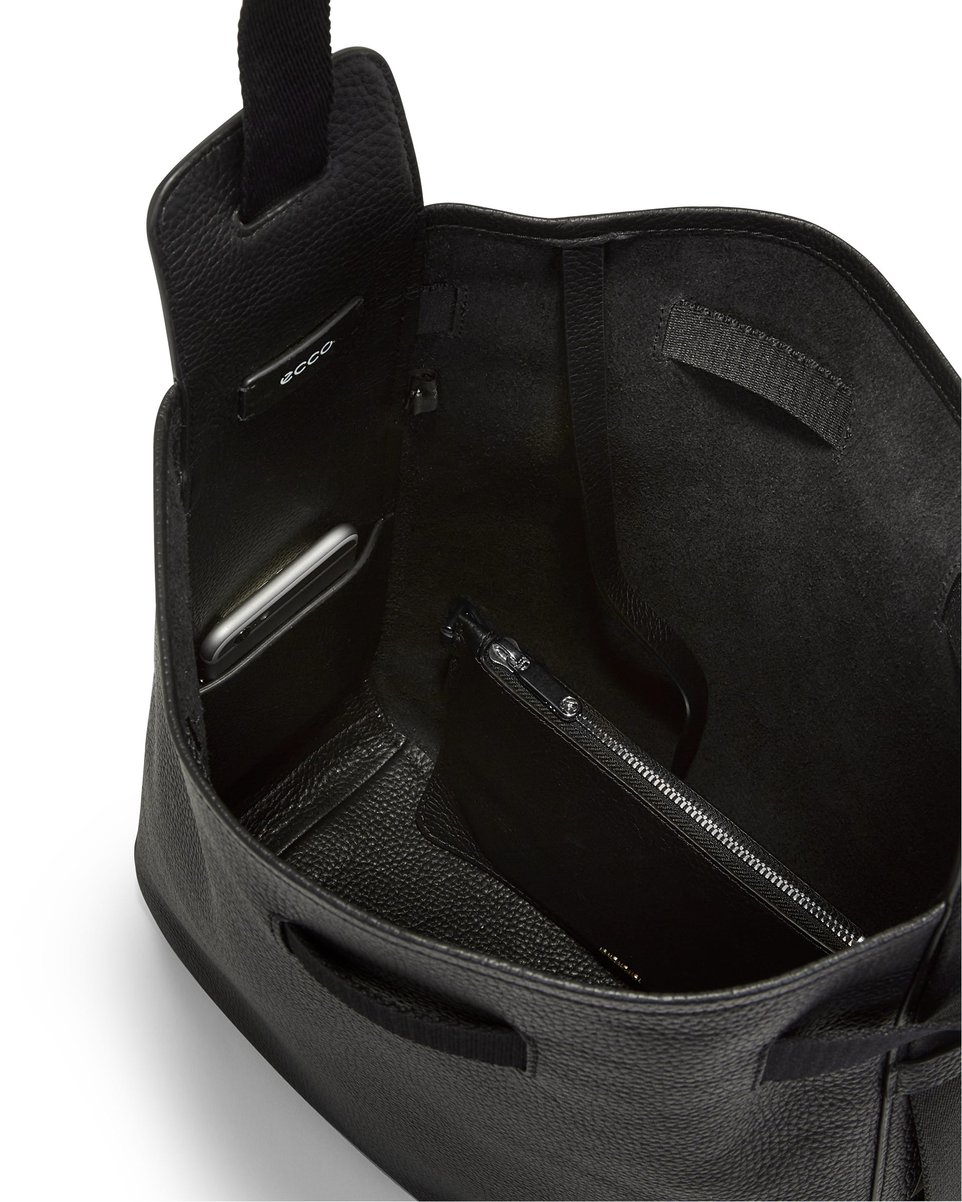 ECCO® Sail Leather Shoulder Bag - Black - Inside