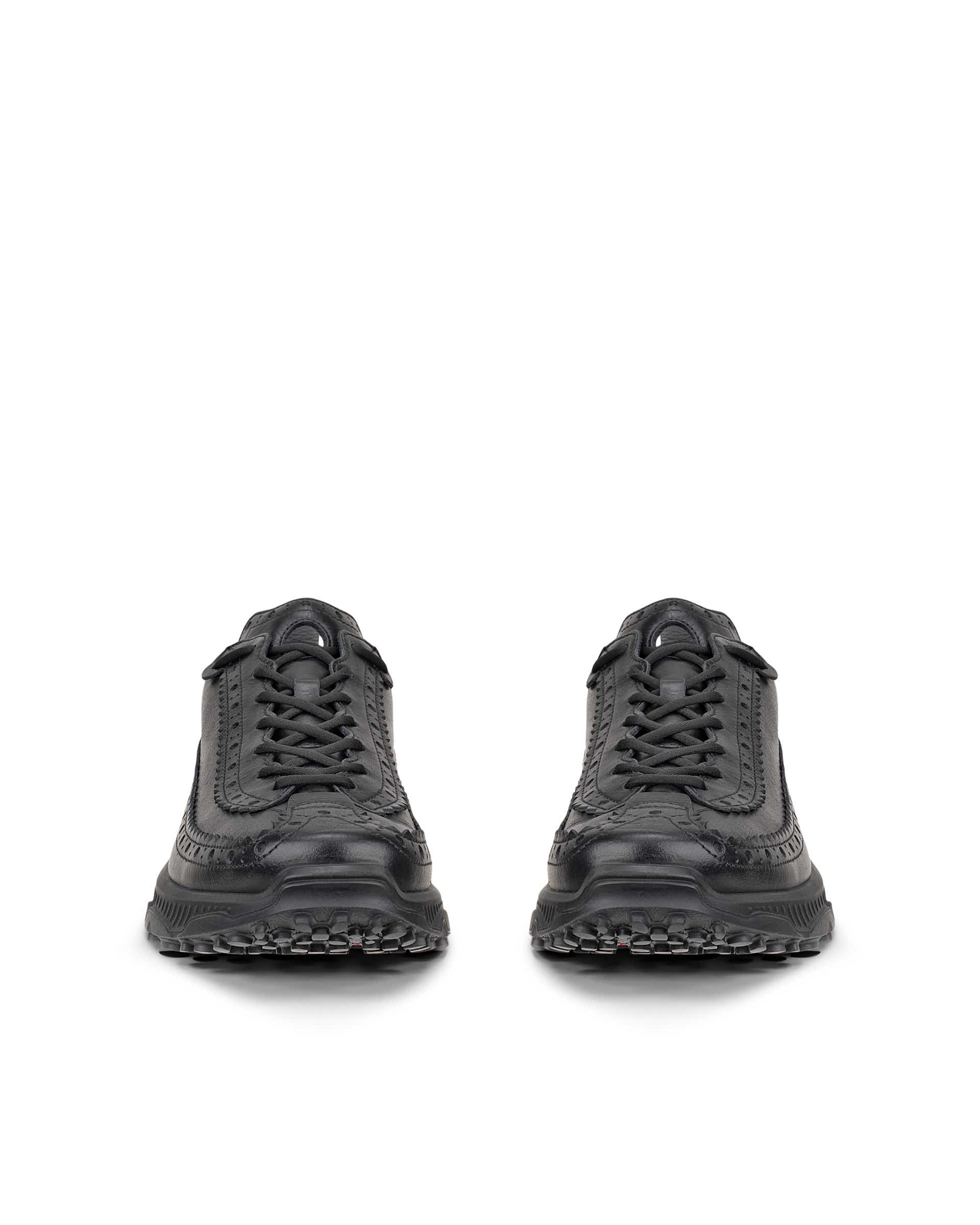 Women's ECCO® RECEPTOR XP Leather Platform Trainer - Black - Front pair