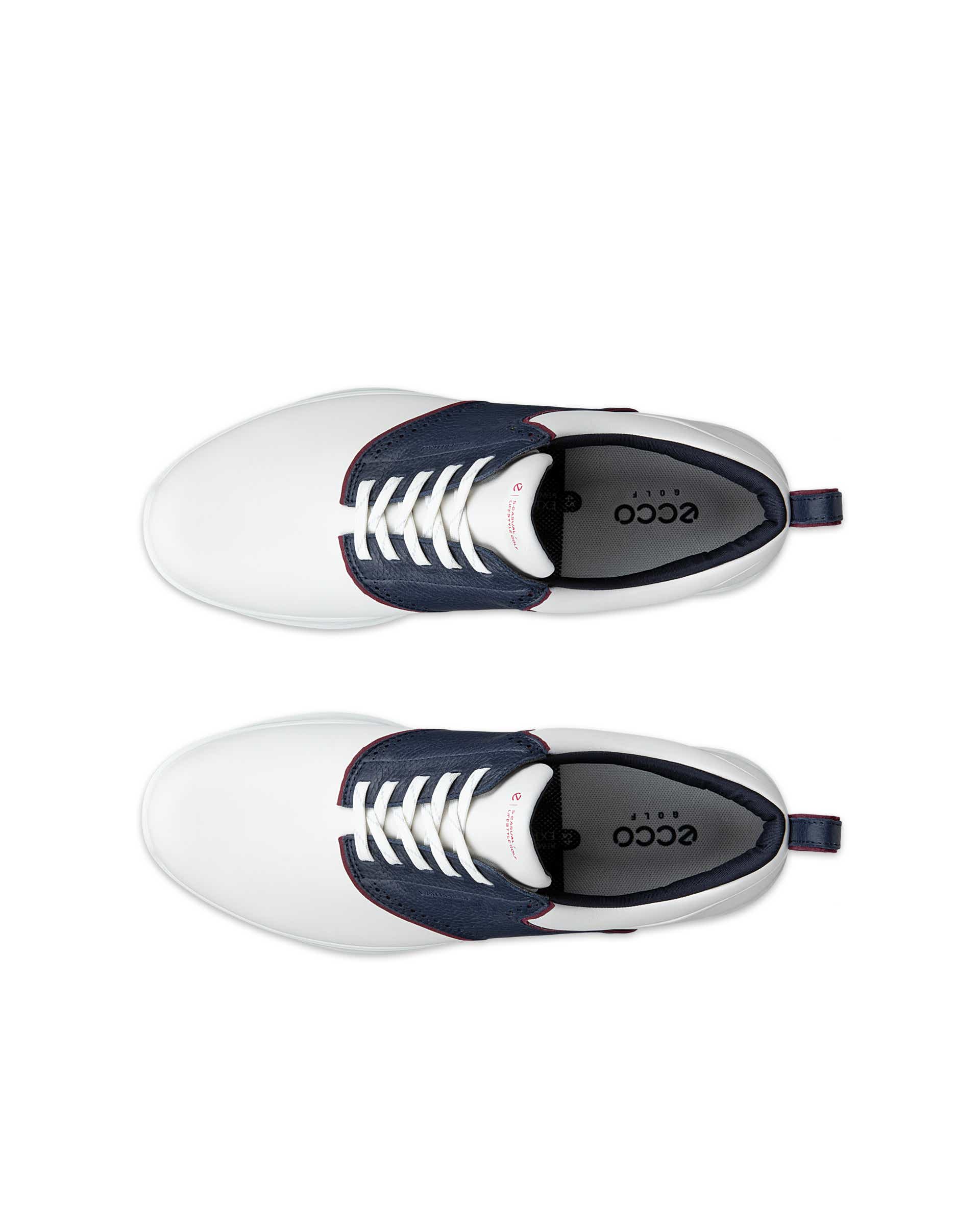 Men's ECCO® Golf S-Casual Leather Waterproof Golf Shoe - White - Top left pair
