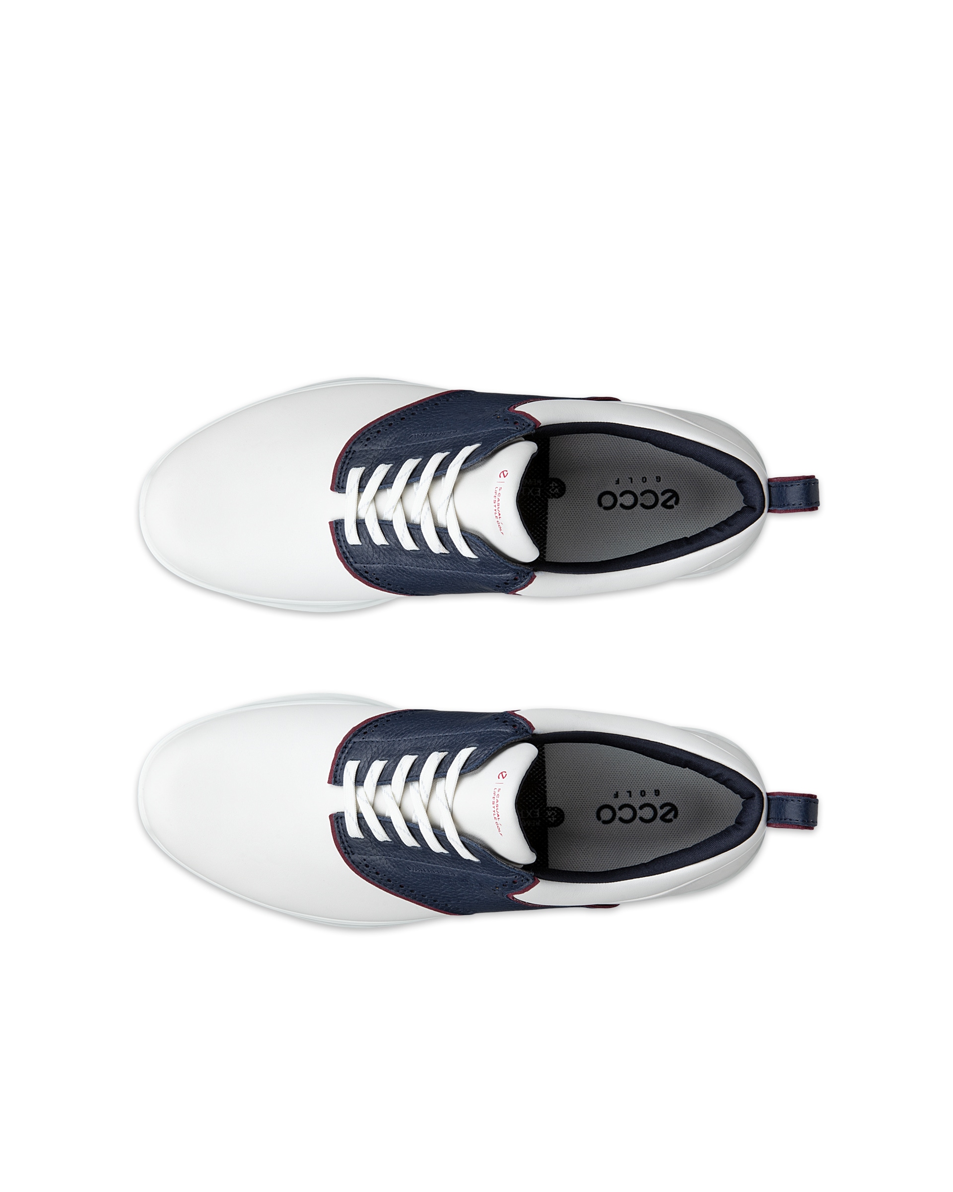 Men's ECCO® Golf S-Casual Leather Waterproof Golf Shoe - White - Top left pair