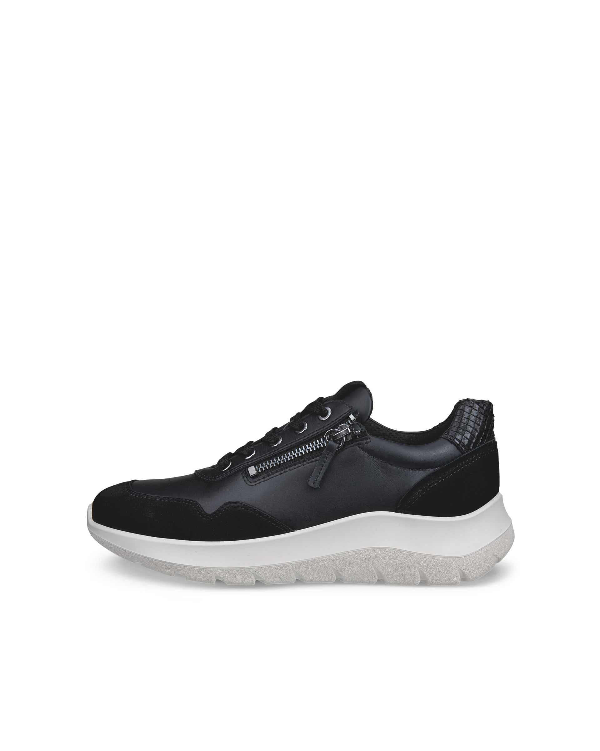 Women's ECCO® VALERIE Leather Trainer - Black - Outside