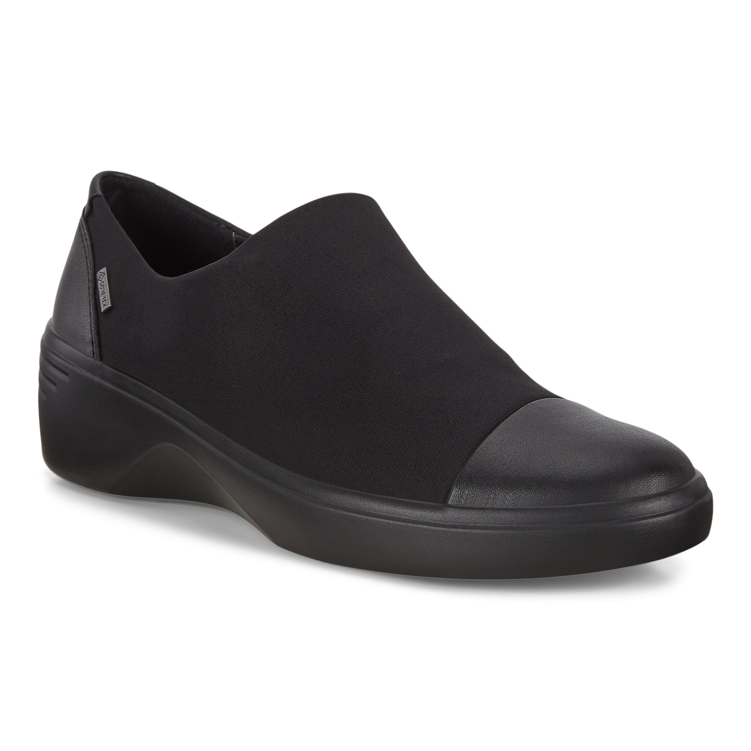 ECCO Soft 7 Wedge ウィメンズ レザーGore-Texウェッジソールスリッポン - ブラック - Main