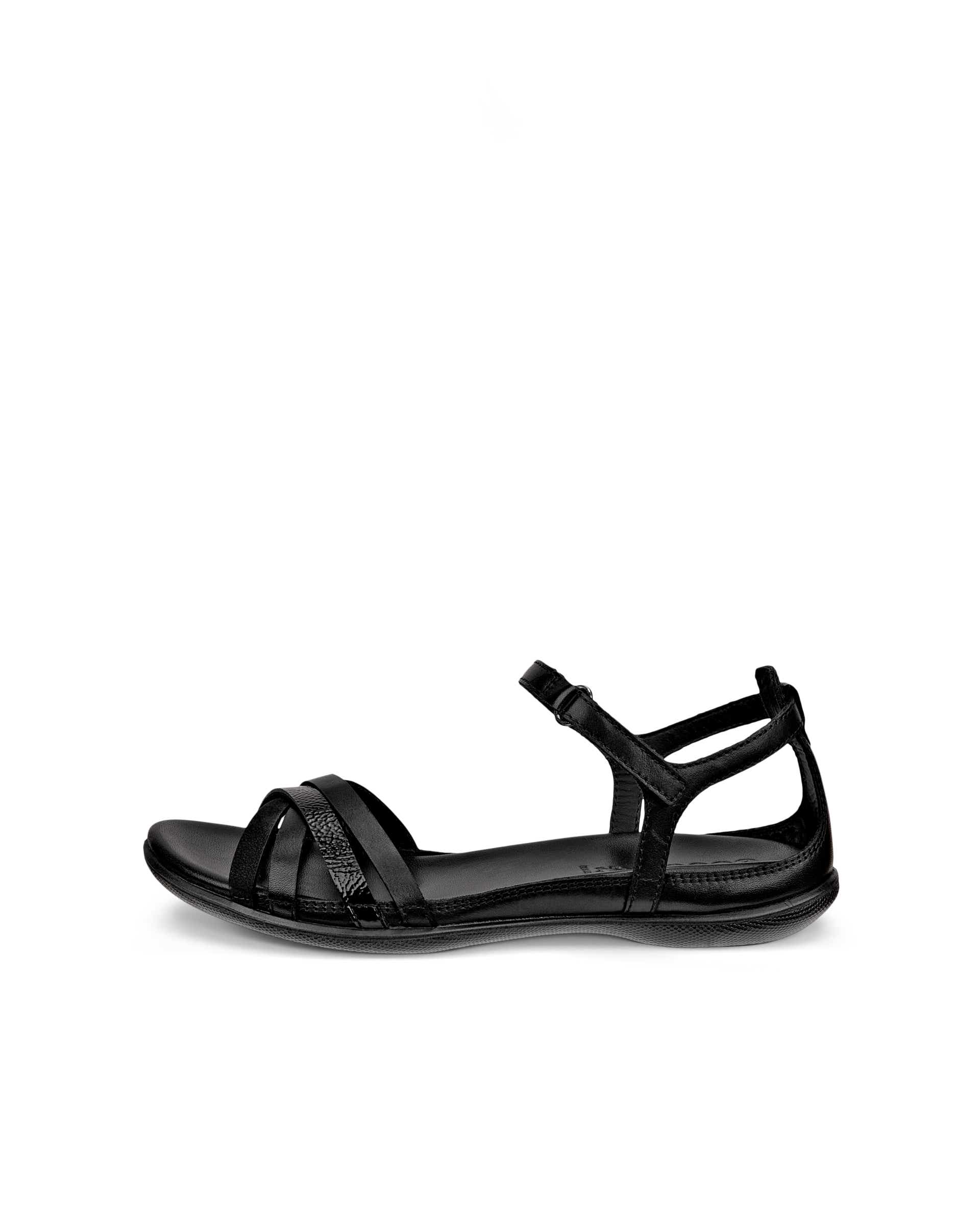 Women's ECCO® Flash Leather Flat Sandal - Black - Outside